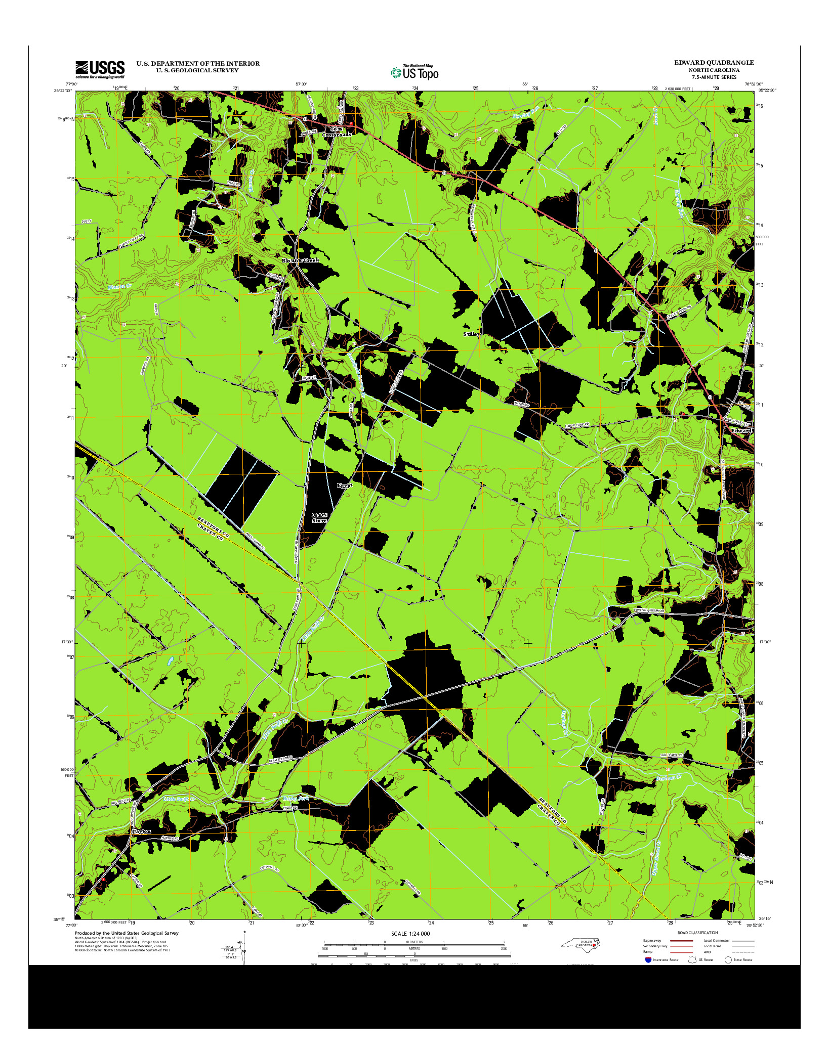 USGS US TOPO 7.5-MINUTE MAP FOR EDWARD, NC 2013