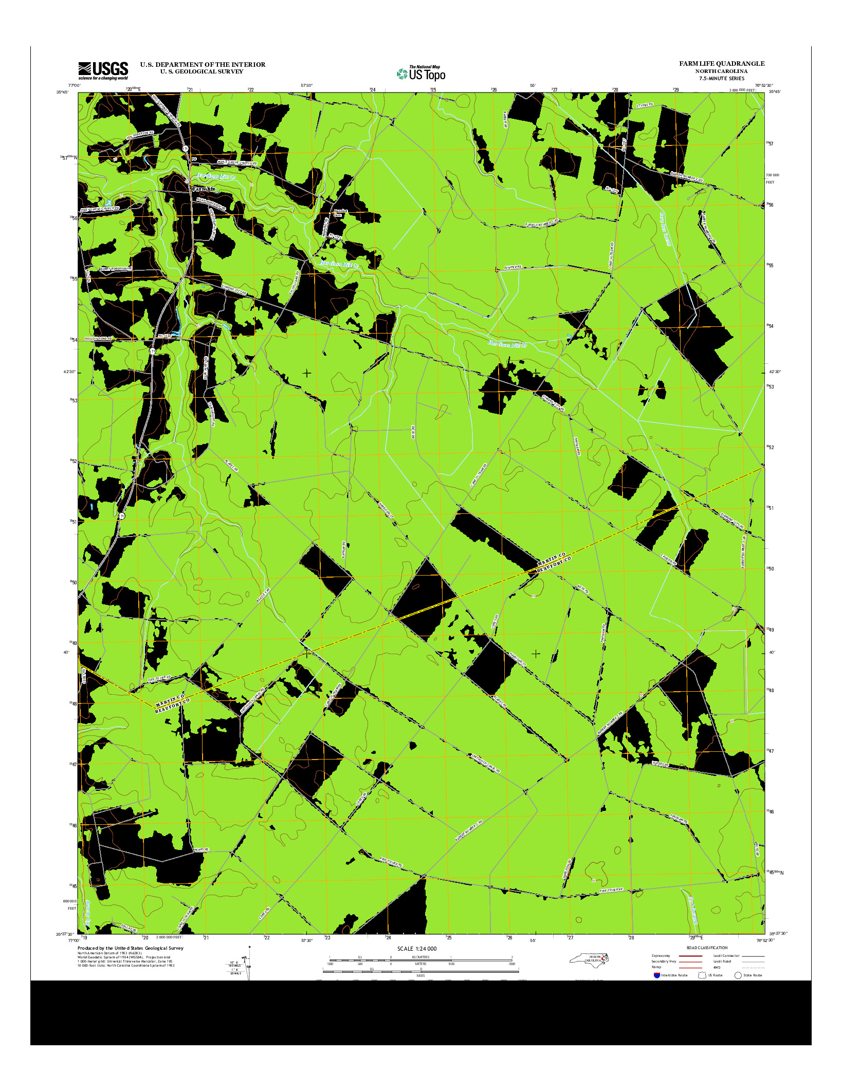 USGS US TOPO 7.5-MINUTE MAP FOR FARMLIFE, NC 2013