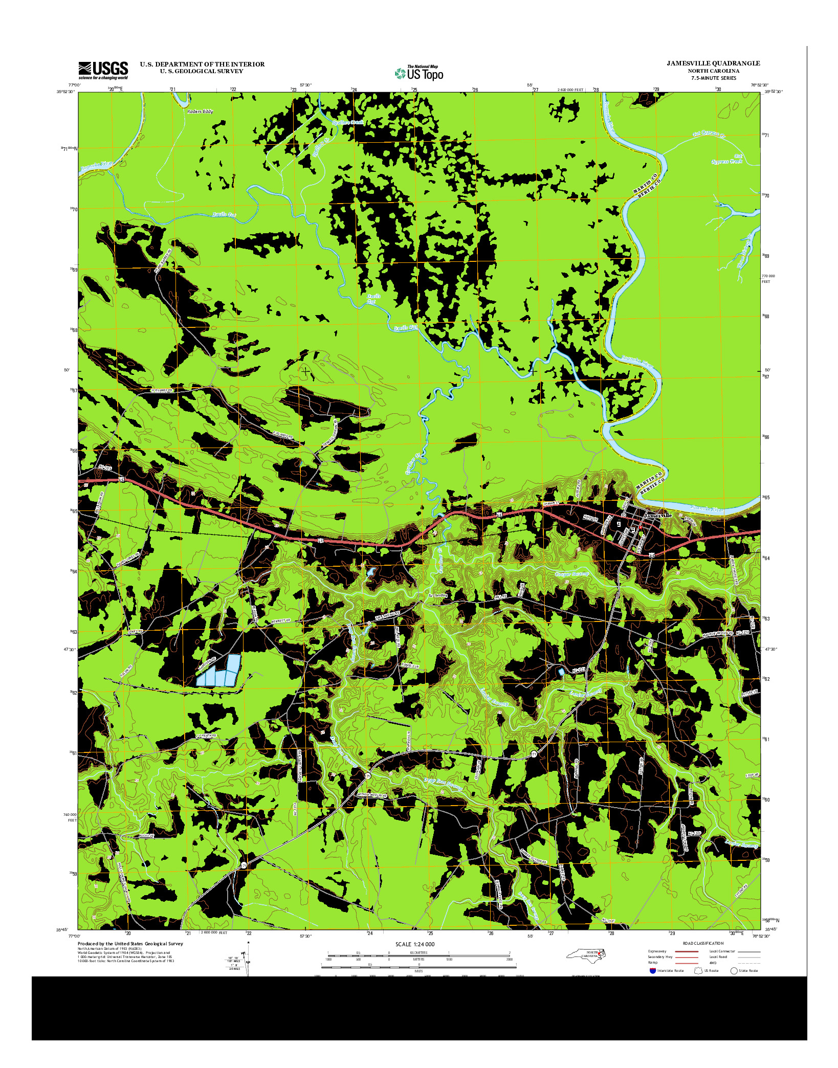 USGS US TOPO 7.5-MINUTE MAP FOR JAMESVILLE, NC 2013