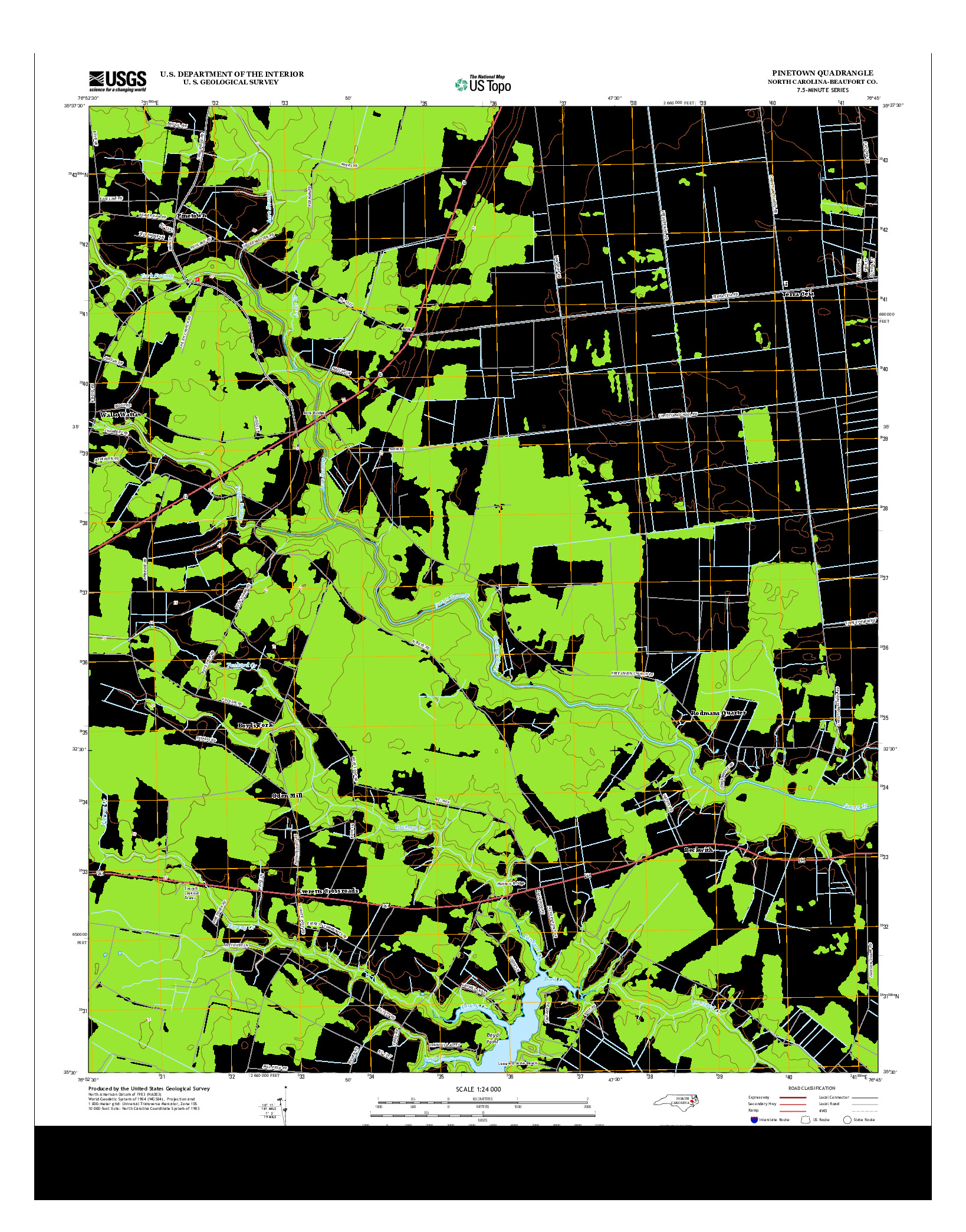 USGS US TOPO 7.5-MINUTE MAP FOR PINETOWN, NC 2013