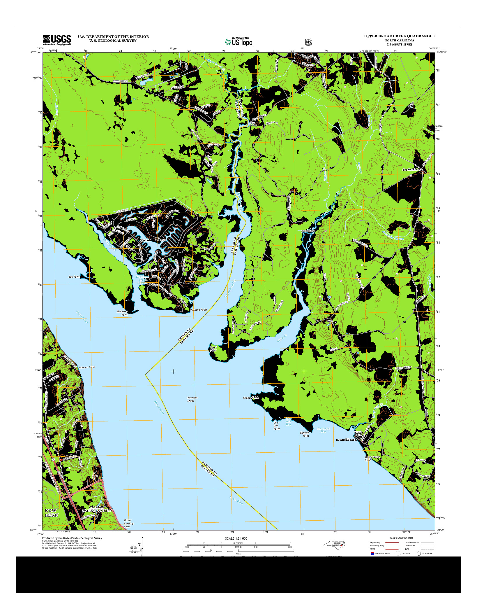USGS US TOPO 7.5-MINUTE MAP FOR UPPER BROAD CREEK, NC 2013
