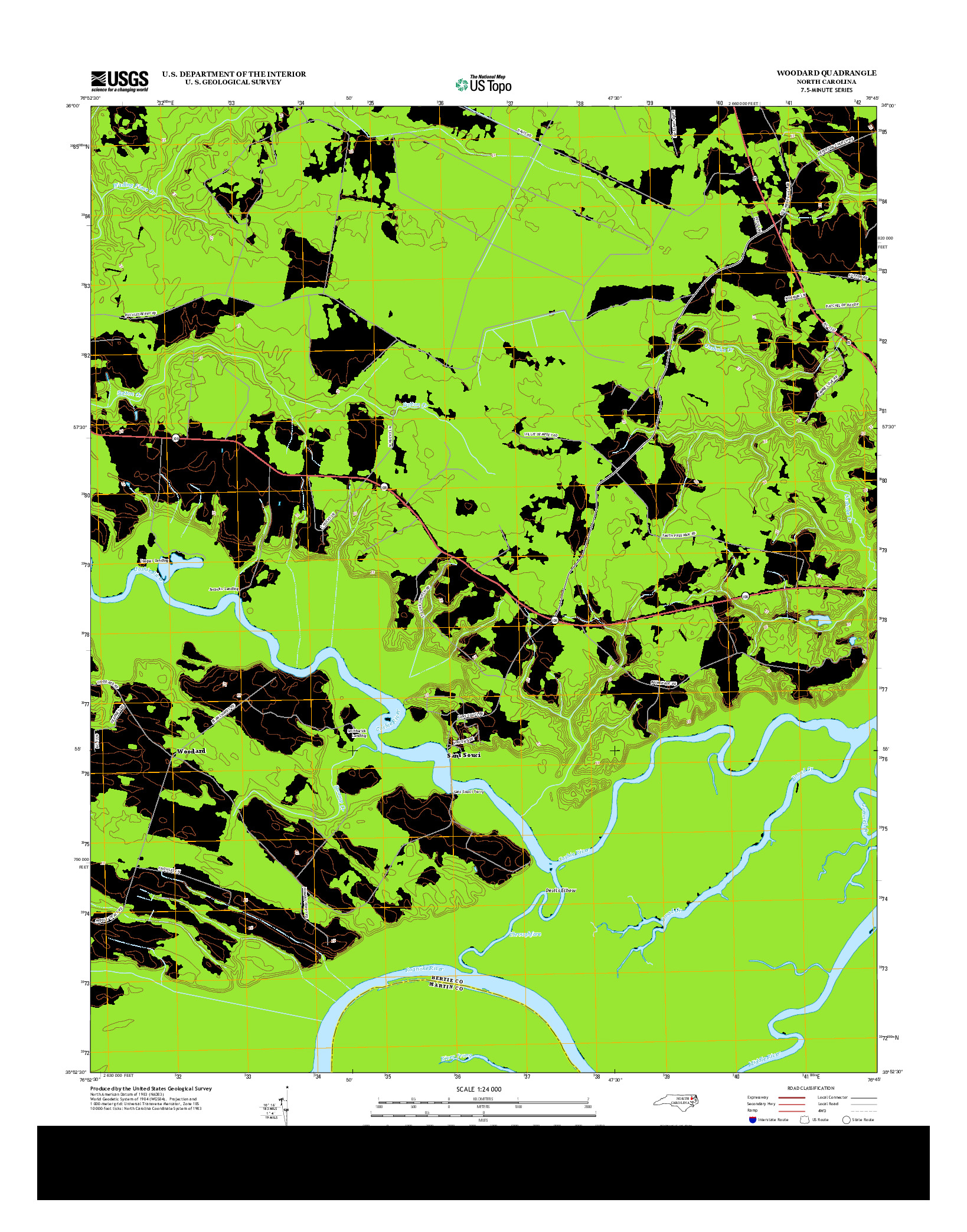 USGS US TOPO 7.5-MINUTE MAP FOR WOODARD, NC 2013