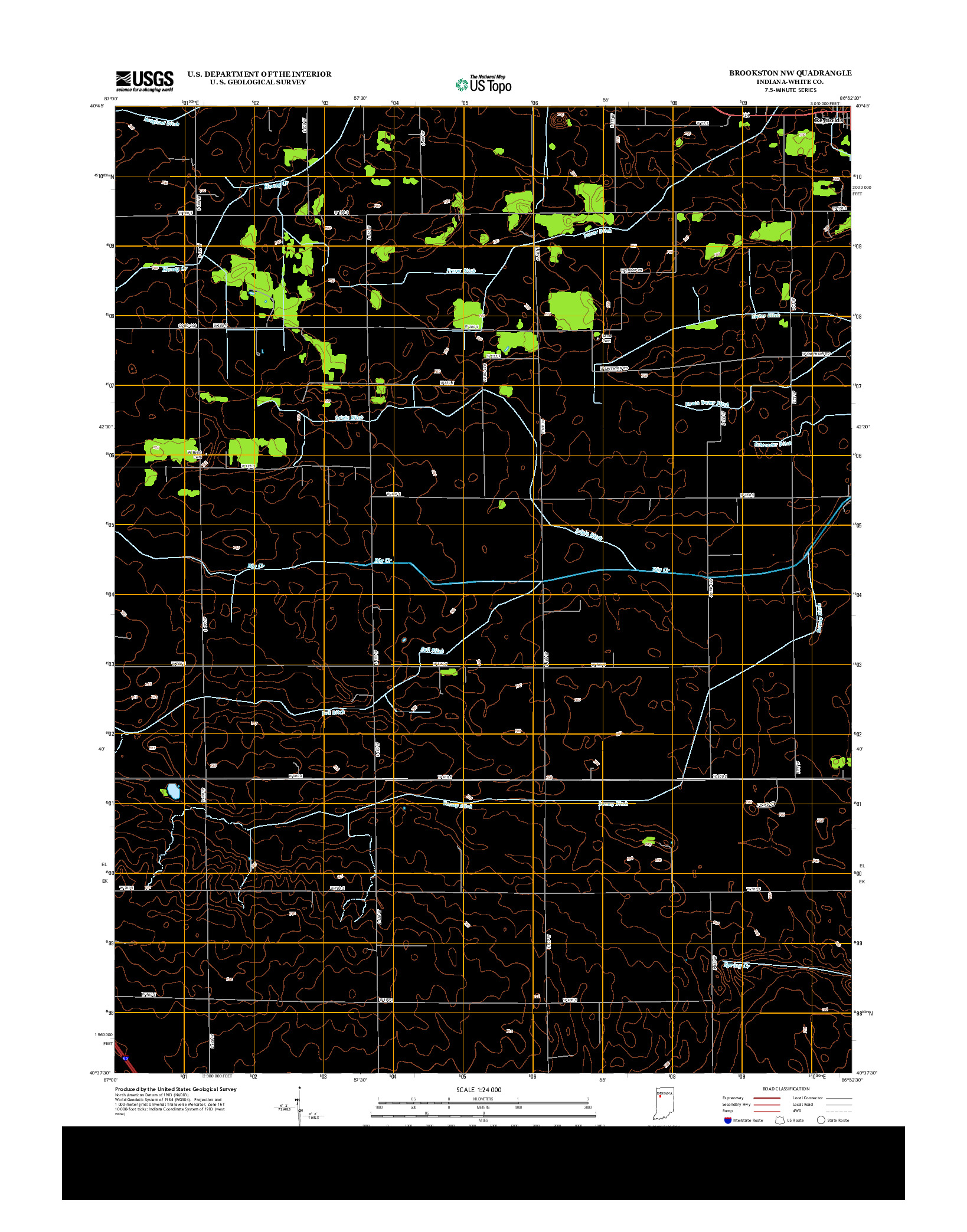 USGS US TOPO 7.5-MINUTE MAP FOR BROOKSTON NW, IN 2013