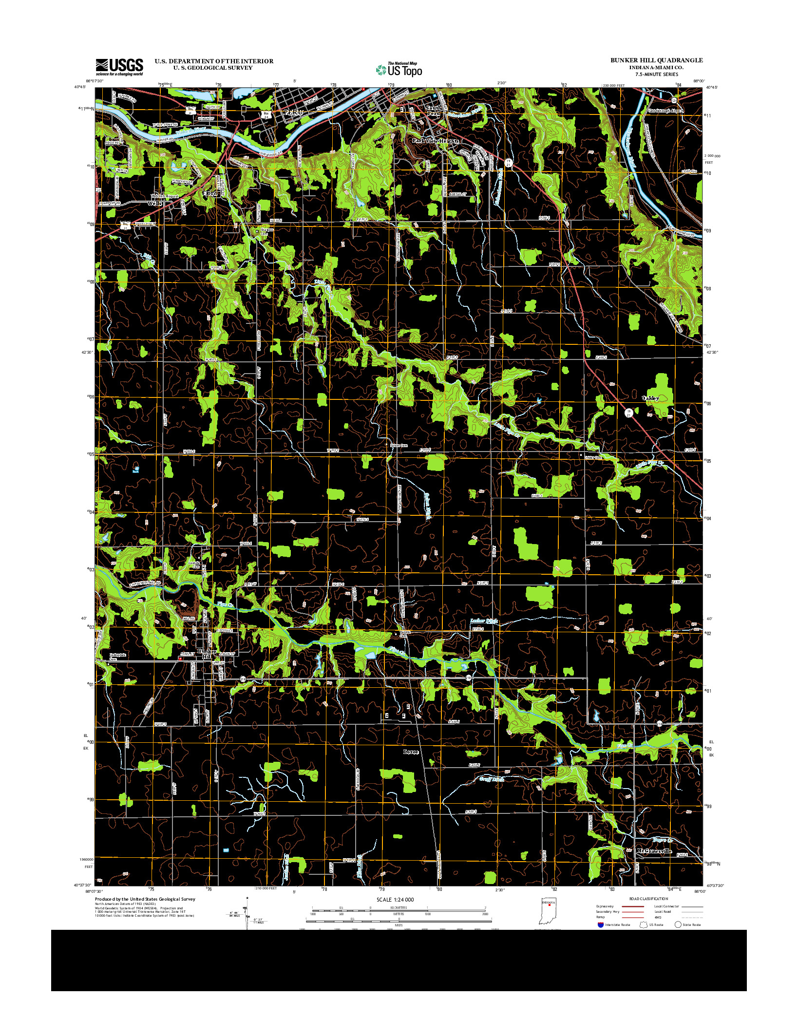 USGS US TOPO 7.5-MINUTE MAP FOR BUNKER HILL, IN 2013