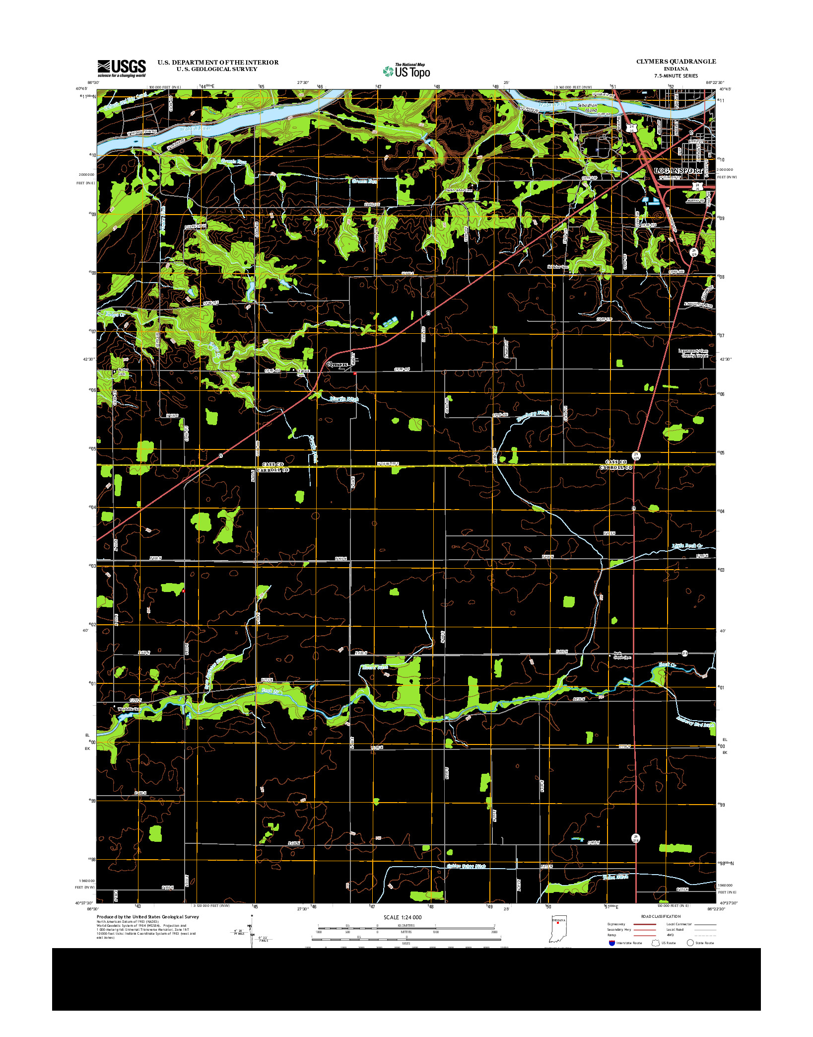 USGS US TOPO 7.5-MINUTE MAP FOR CLYMERS, IN 2013