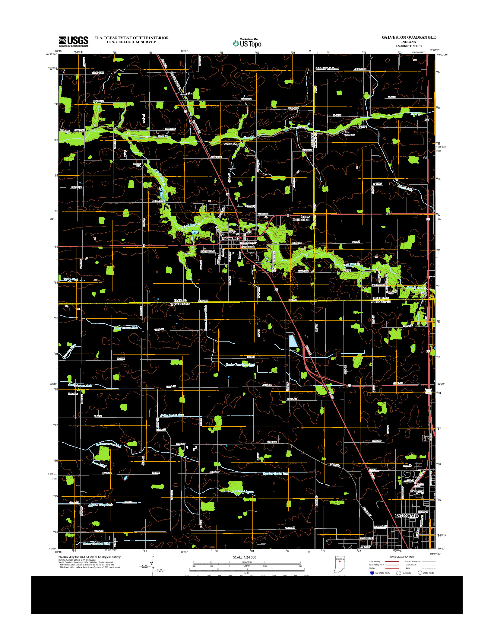 USGS US TOPO 7.5-MINUTE MAP FOR GALVESTON, IN 2013