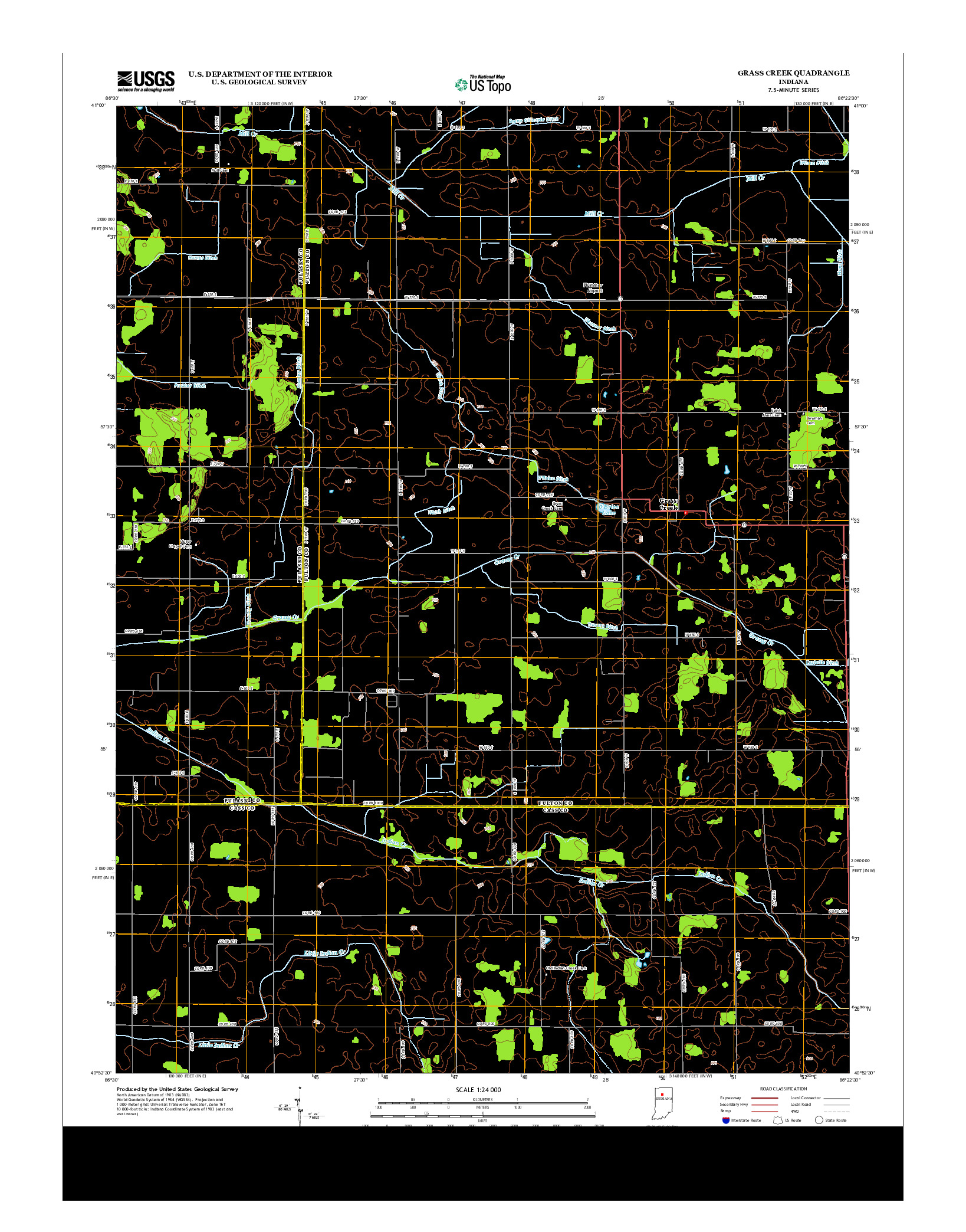 USGS US TOPO 7.5-MINUTE MAP FOR GRASS CREEK, IN 2013