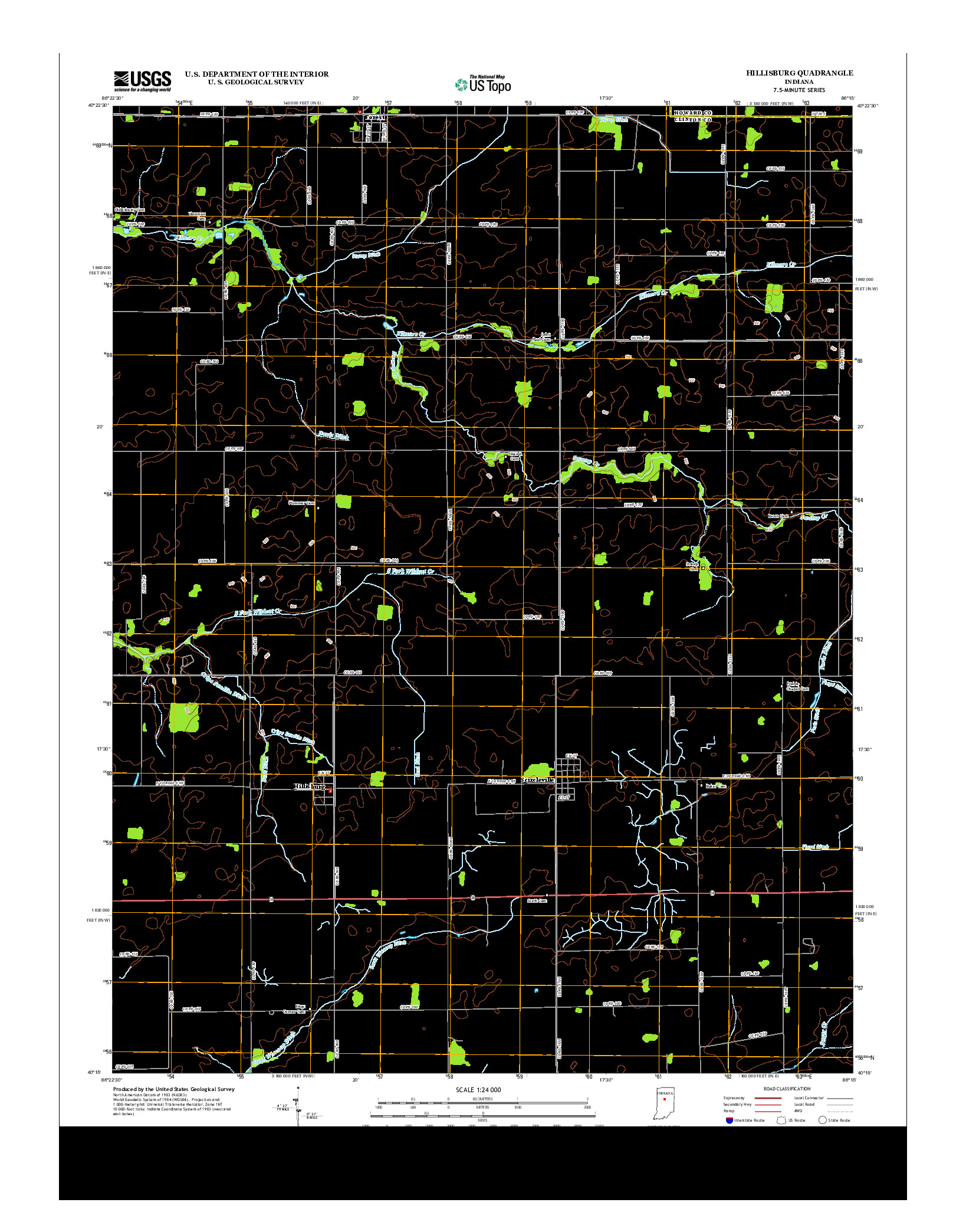 USGS US TOPO 7.5-MINUTE MAP FOR HILLISBURG, IN 2013