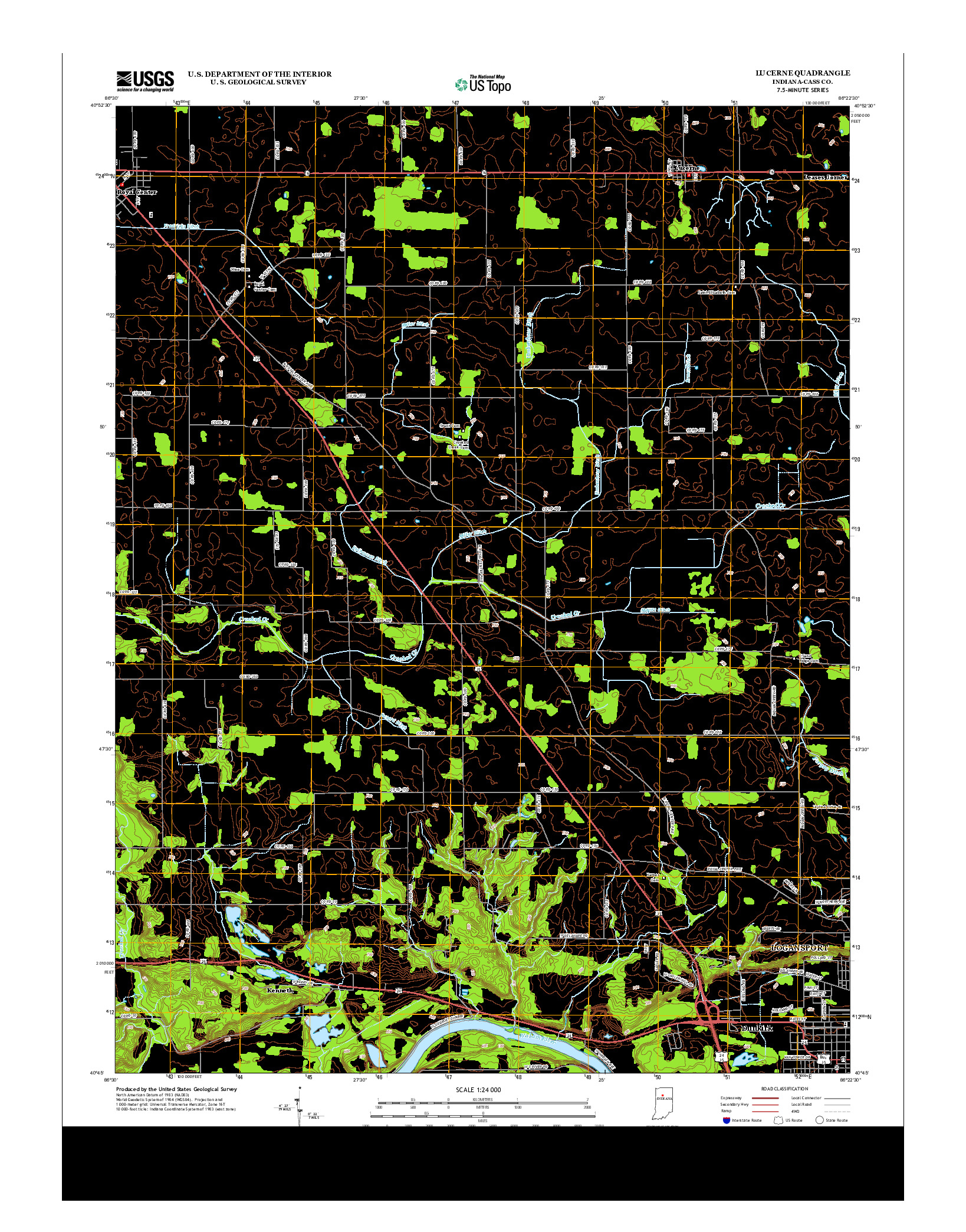 USGS US TOPO 7.5-MINUTE MAP FOR LUCERNE, IN 2013