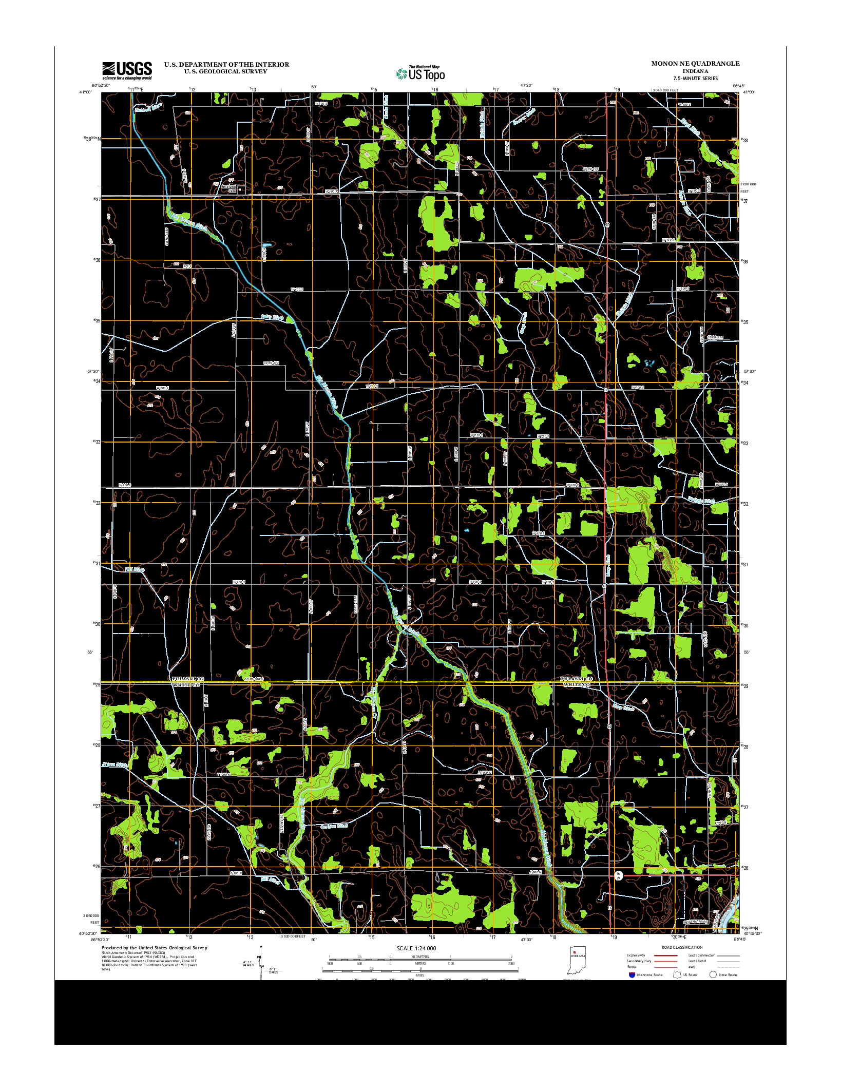 USGS US TOPO 7.5-MINUTE MAP FOR MONON NE, IN 2013