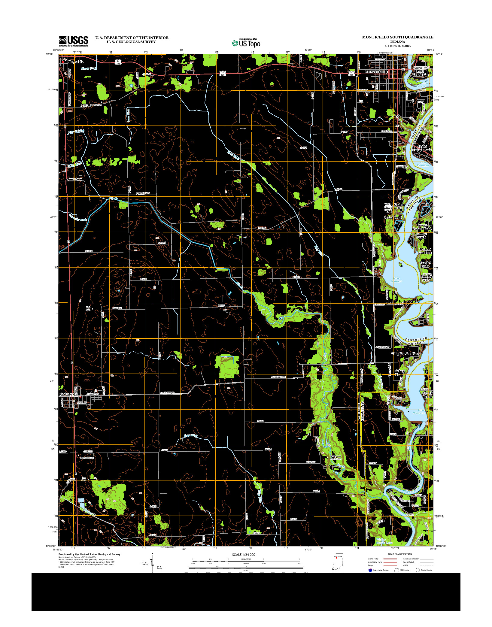 USGS US TOPO 7.5-MINUTE MAP FOR MONTICELLO SOUTH, IN 2013