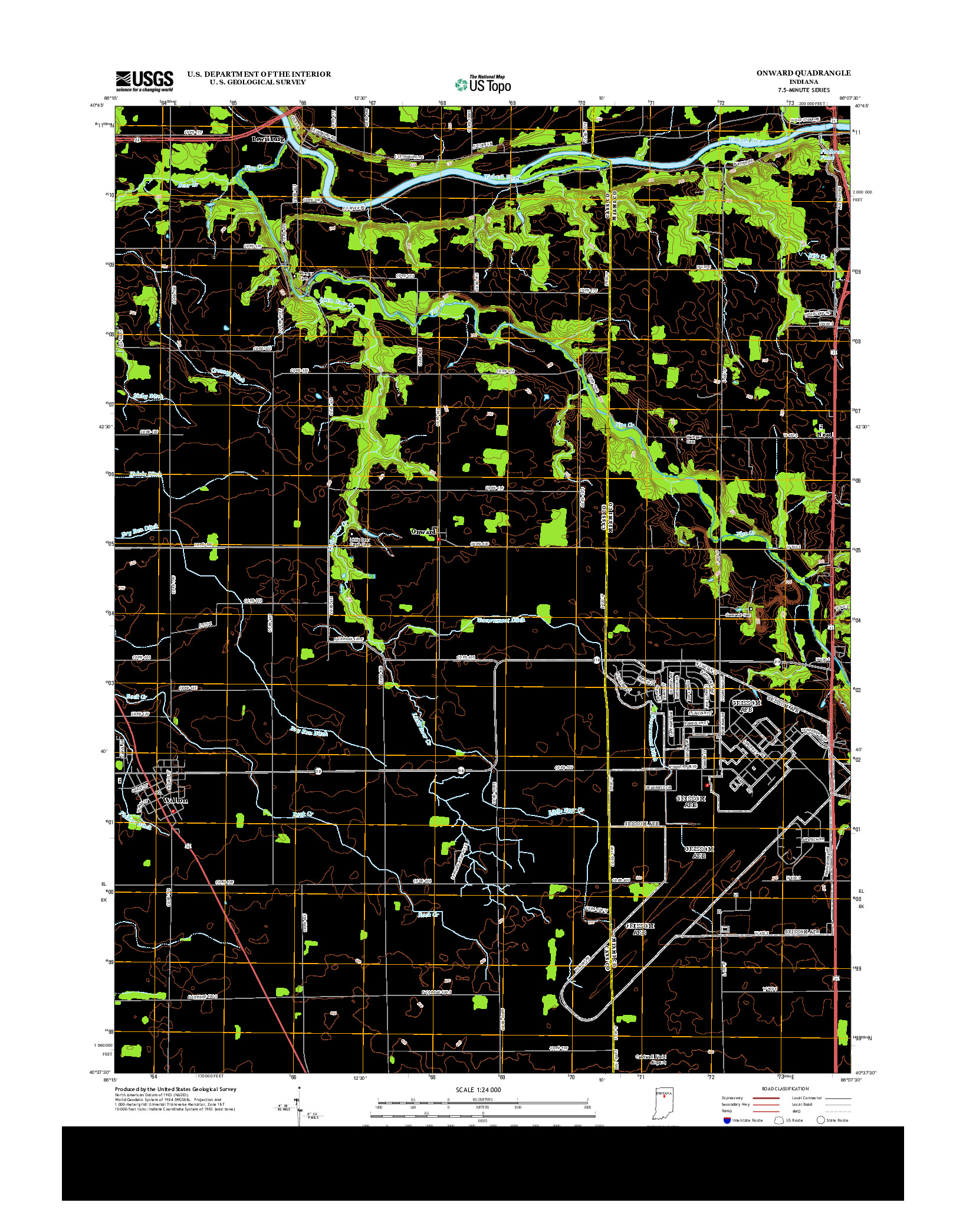 USGS US TOPO 7.5-MINUTE MAP FOR ONWARD, IN 2013