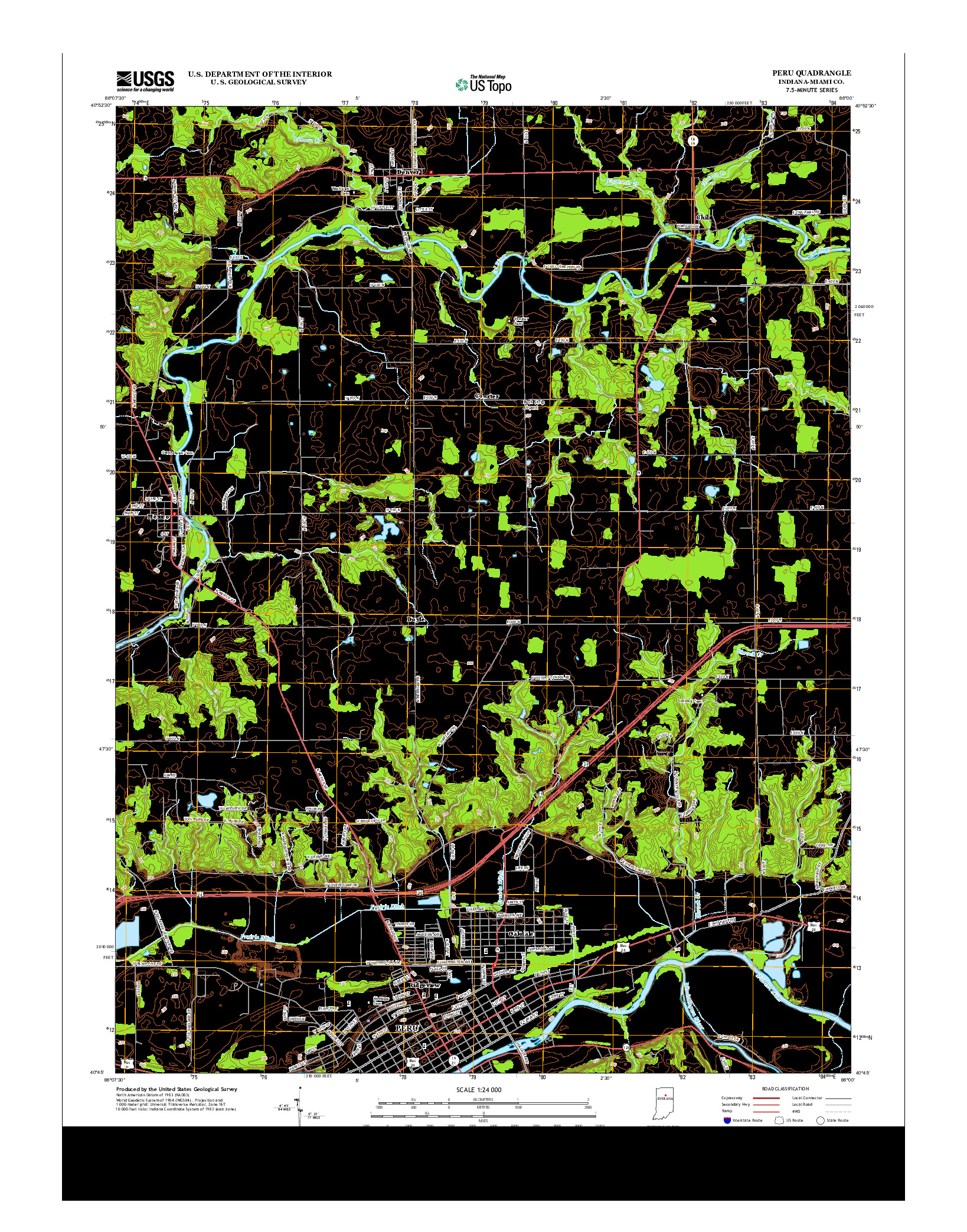 USGS US TOPO 7.5-MINUTE MAP FOR PERU, IN 2013