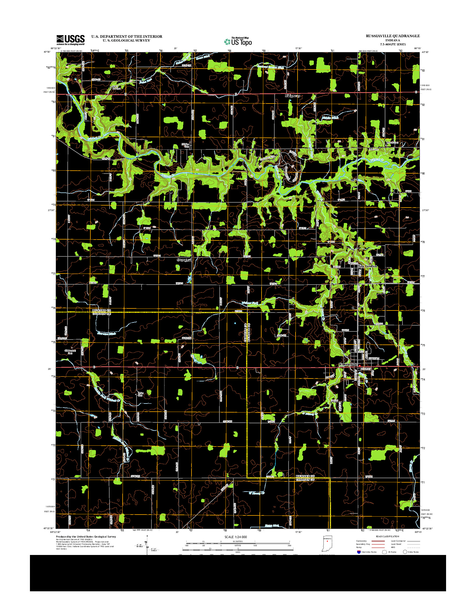 USGS US TOPO 7.5-MINUTE MAP FOR RUSSIAVILLE, IN 2013