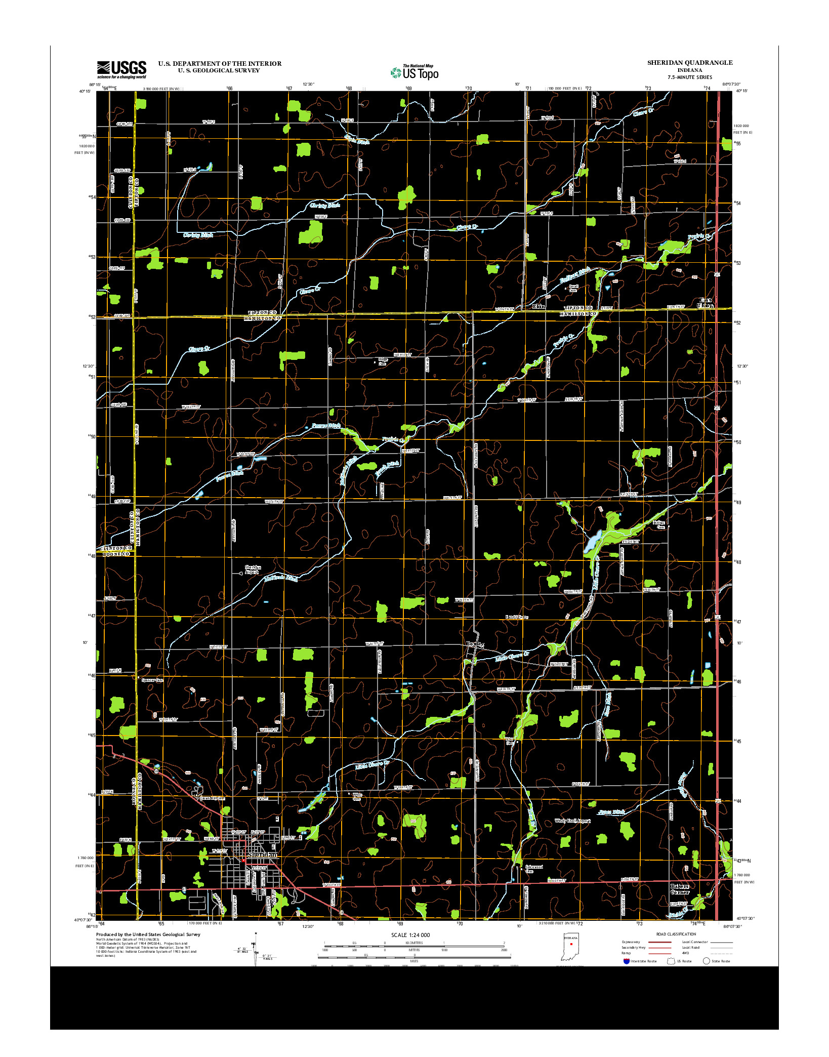 USGS US TOPO 7.5-MINUTE MAP FOR SHERIDAN, IN 2013