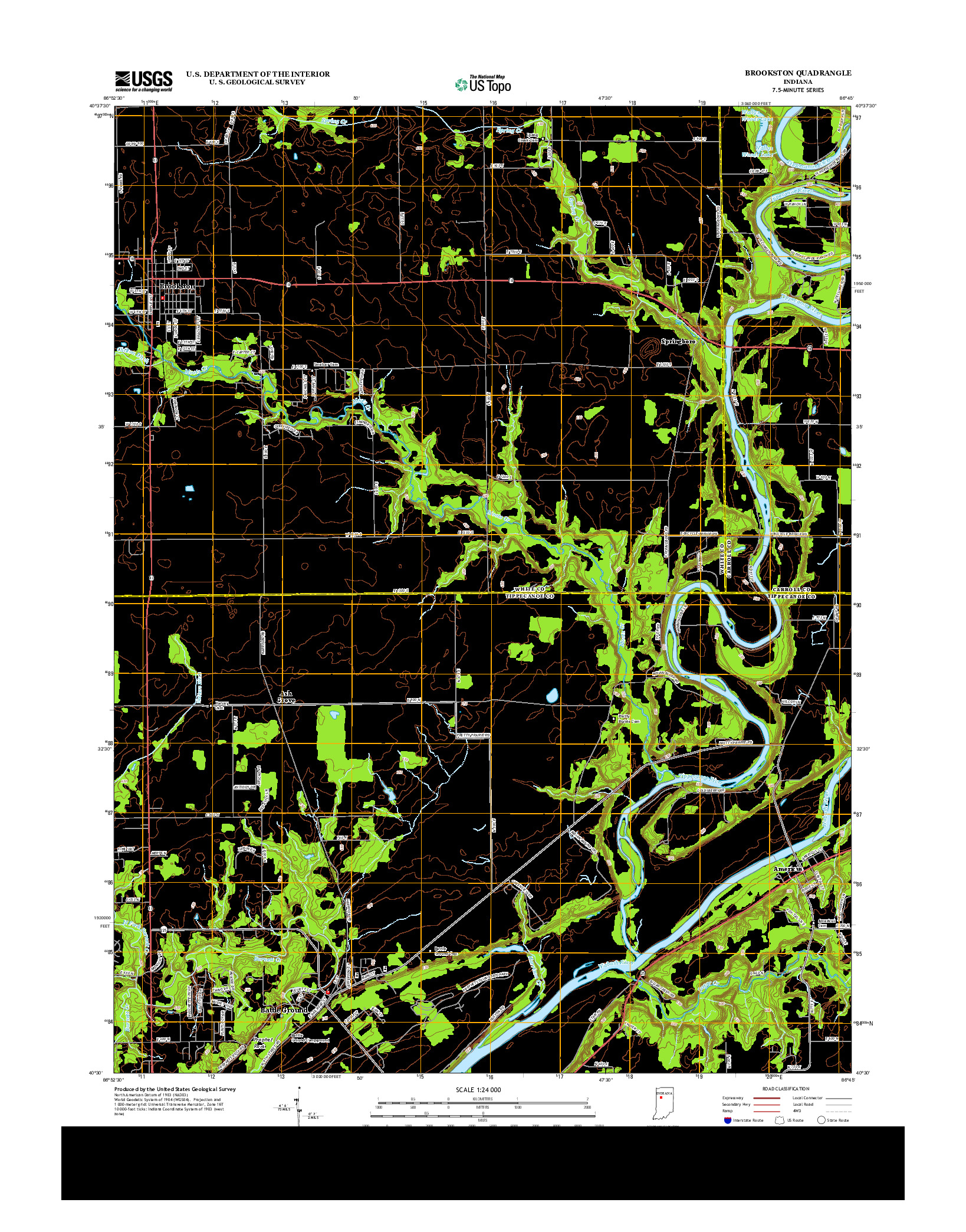 USGS US TOPO 7.5-MINUTE MAP FOR BROOKSTON, IN 2013