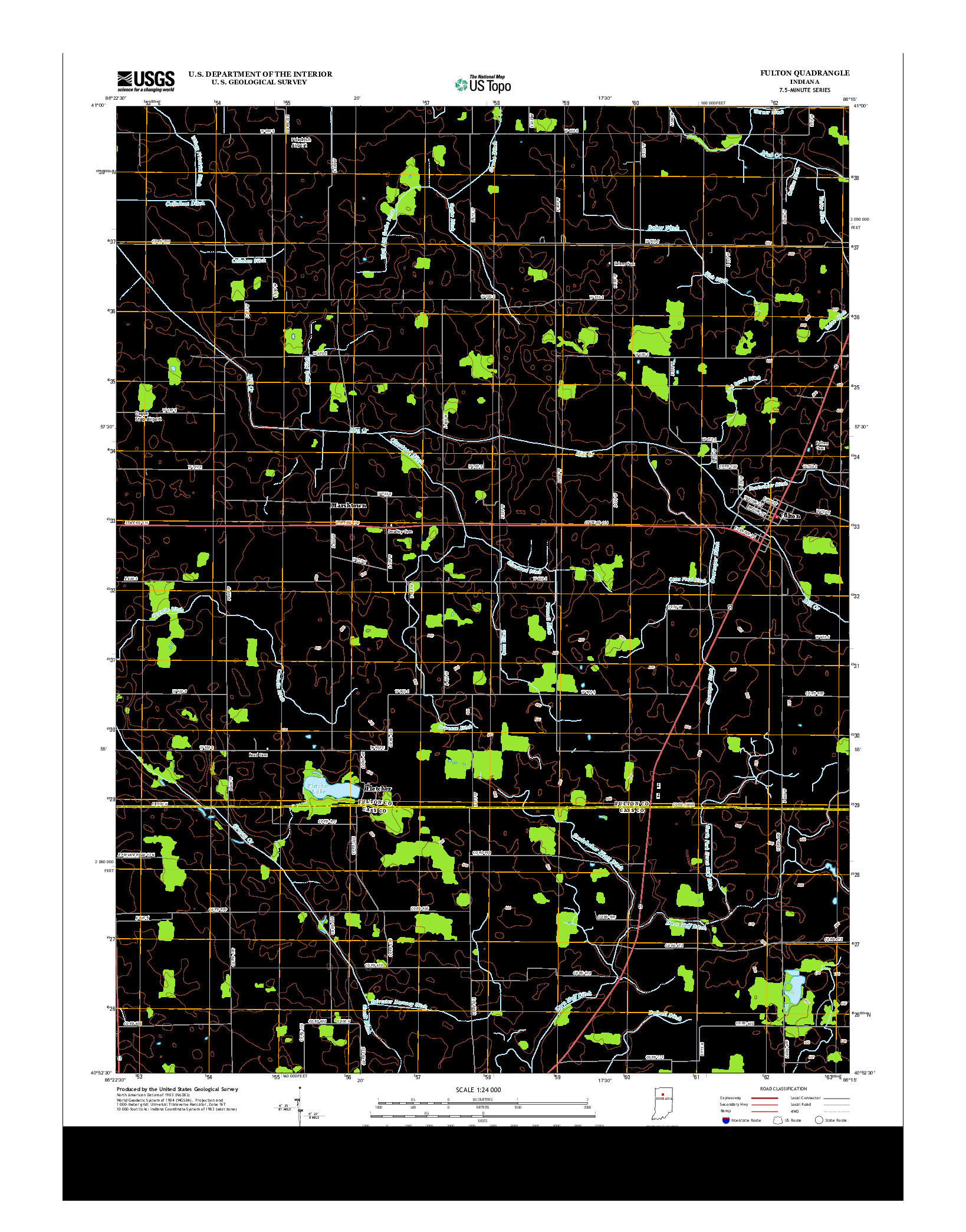 USGS US TOPO 7.5-MINUTE MAP FOR FULTON, IN 2013