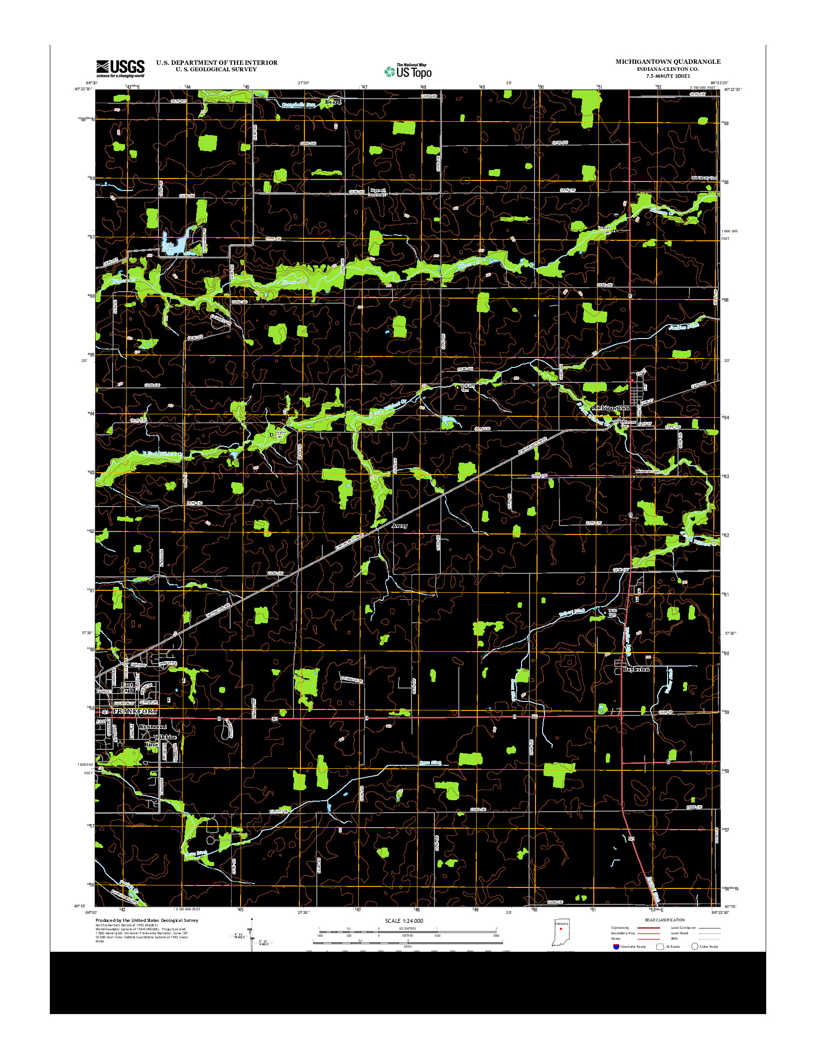 USGS US TOPO 7.5-MINUTE MAP FOR MICHIGANTOWN, IN 2013