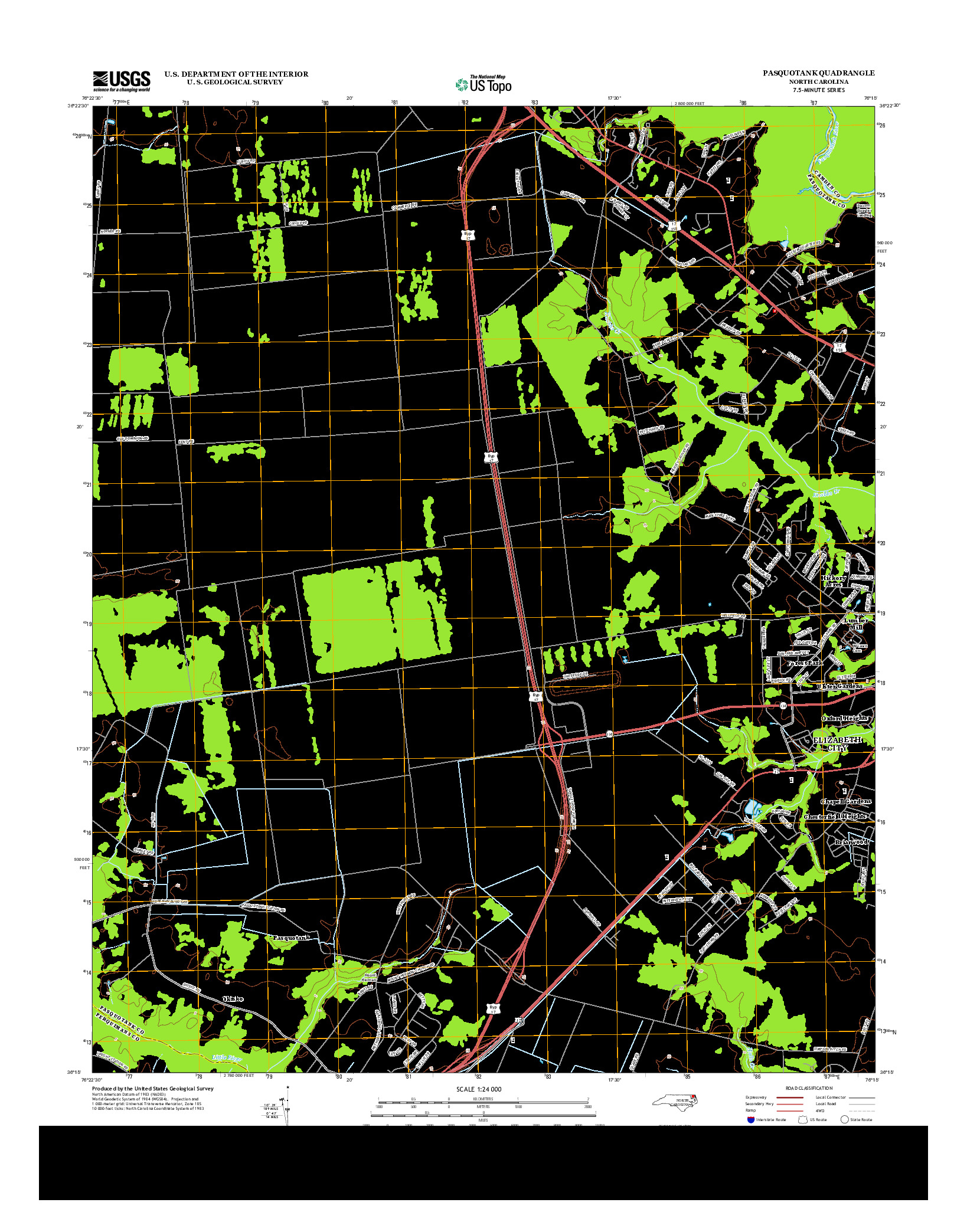 USGS US TOPO 7.5-MINUTE MAP FOR PASQUOTANK, NC 2013