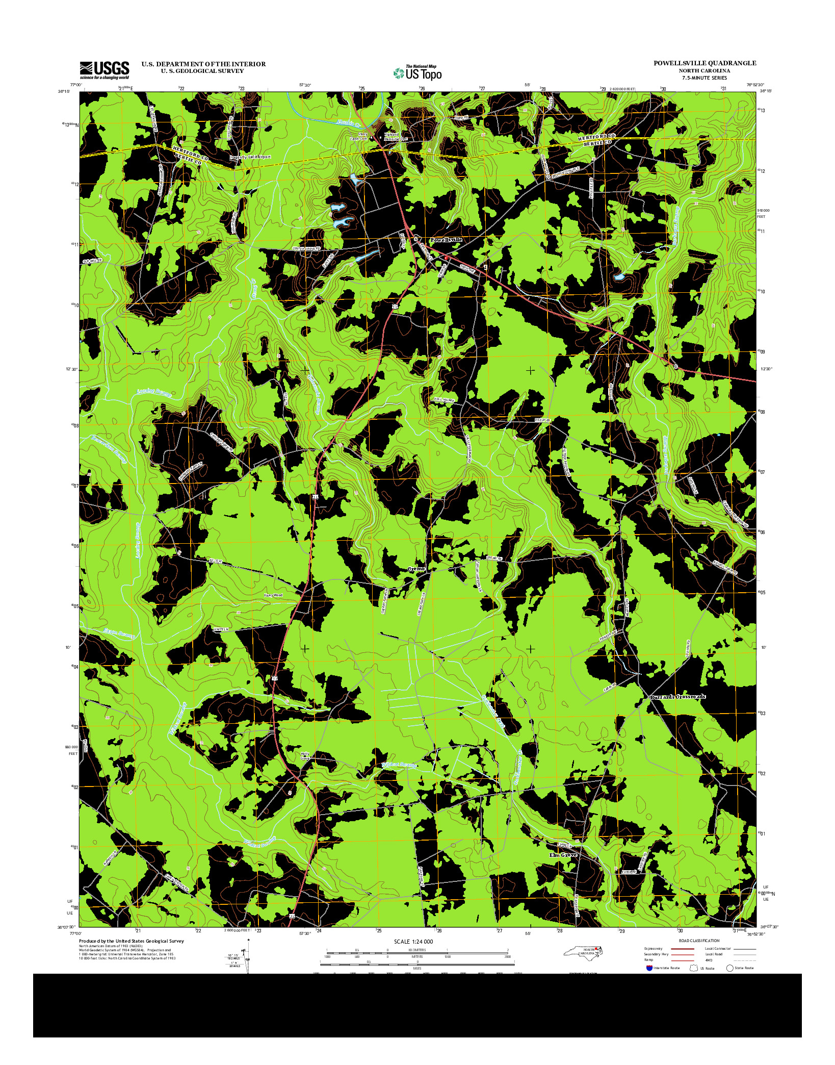 USGS US TOPO 7.5-MINUTE MAP FOR POWELLSVILLE, NC 2013