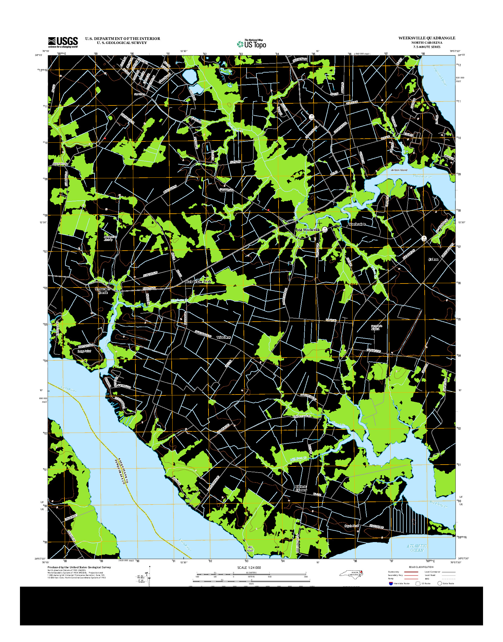 USGS US TOPO 7.5-MINUTE MAP FOR WEEKSVILLE, NC 2013