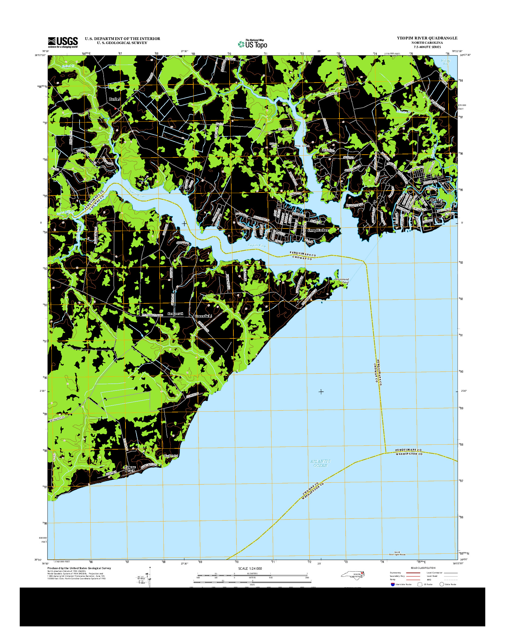 USGS US TOPO 7.5-MINUTE MAP FOR YEOPIM RIVER, NC 2013