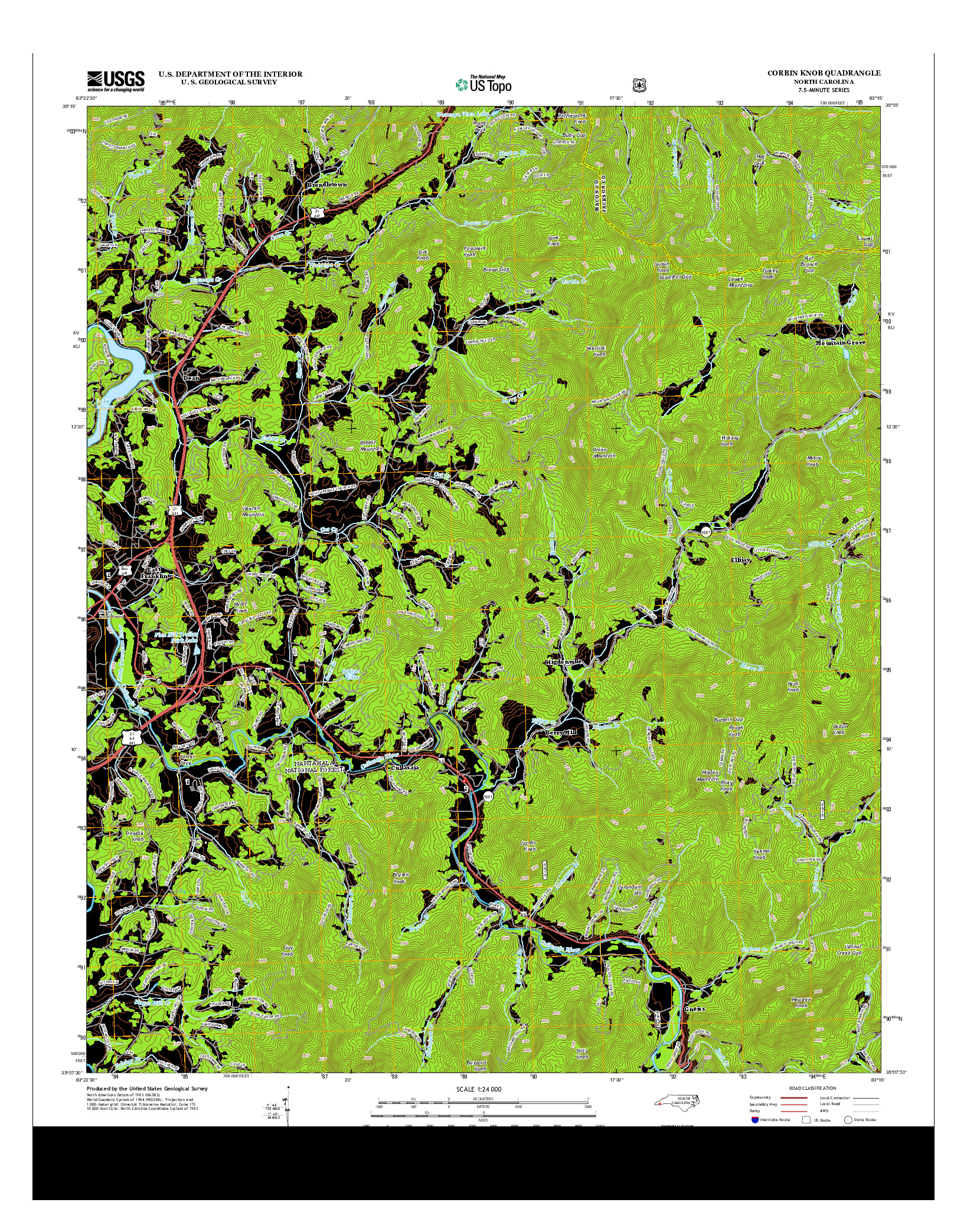 USGS US TOPO 7.5-MINUTE MAP FOR CORBIN KNOB, NC 2013