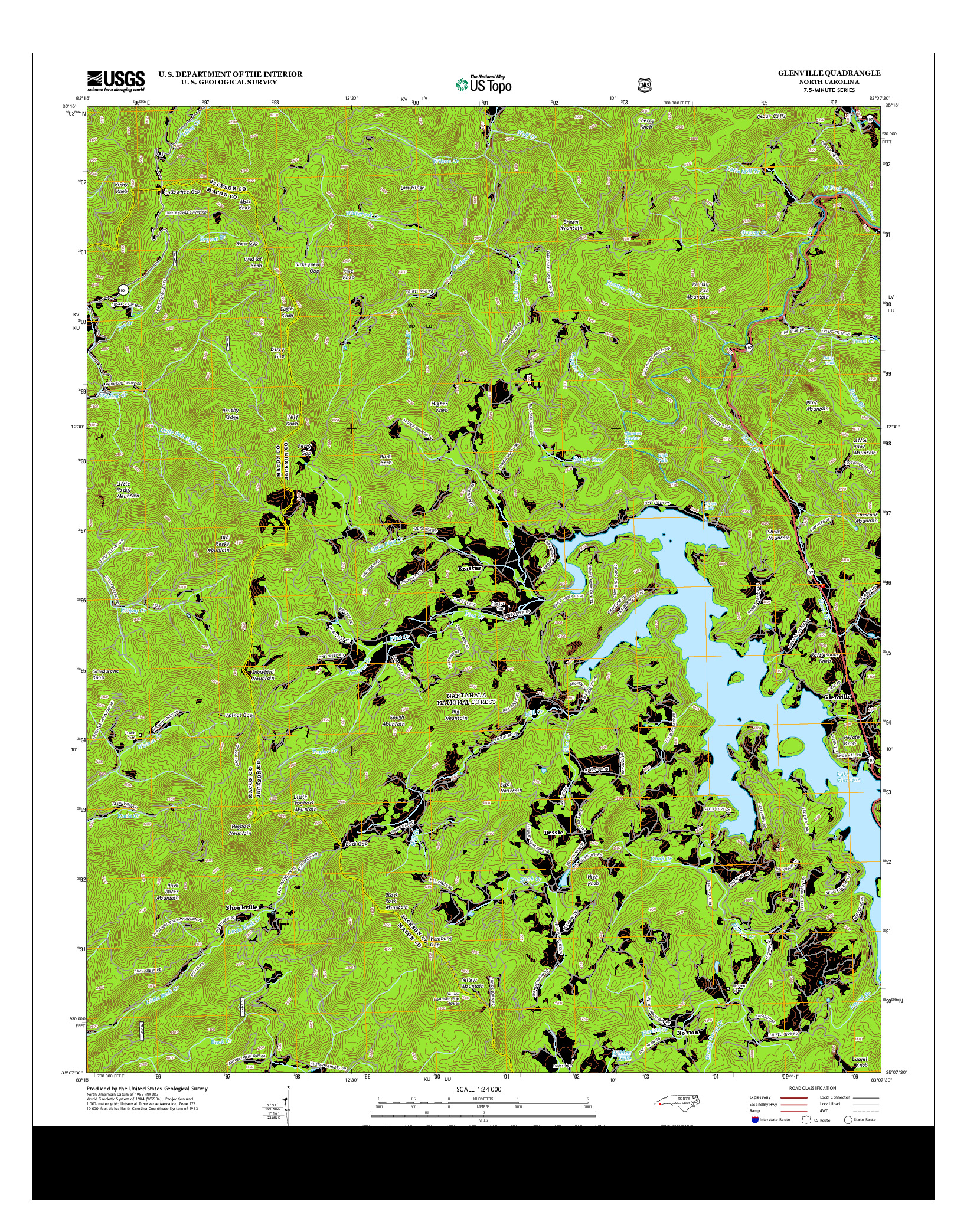 USGS US TOPO 7.5-MINUTE MAP FOR GLENVILLE, NC 2013