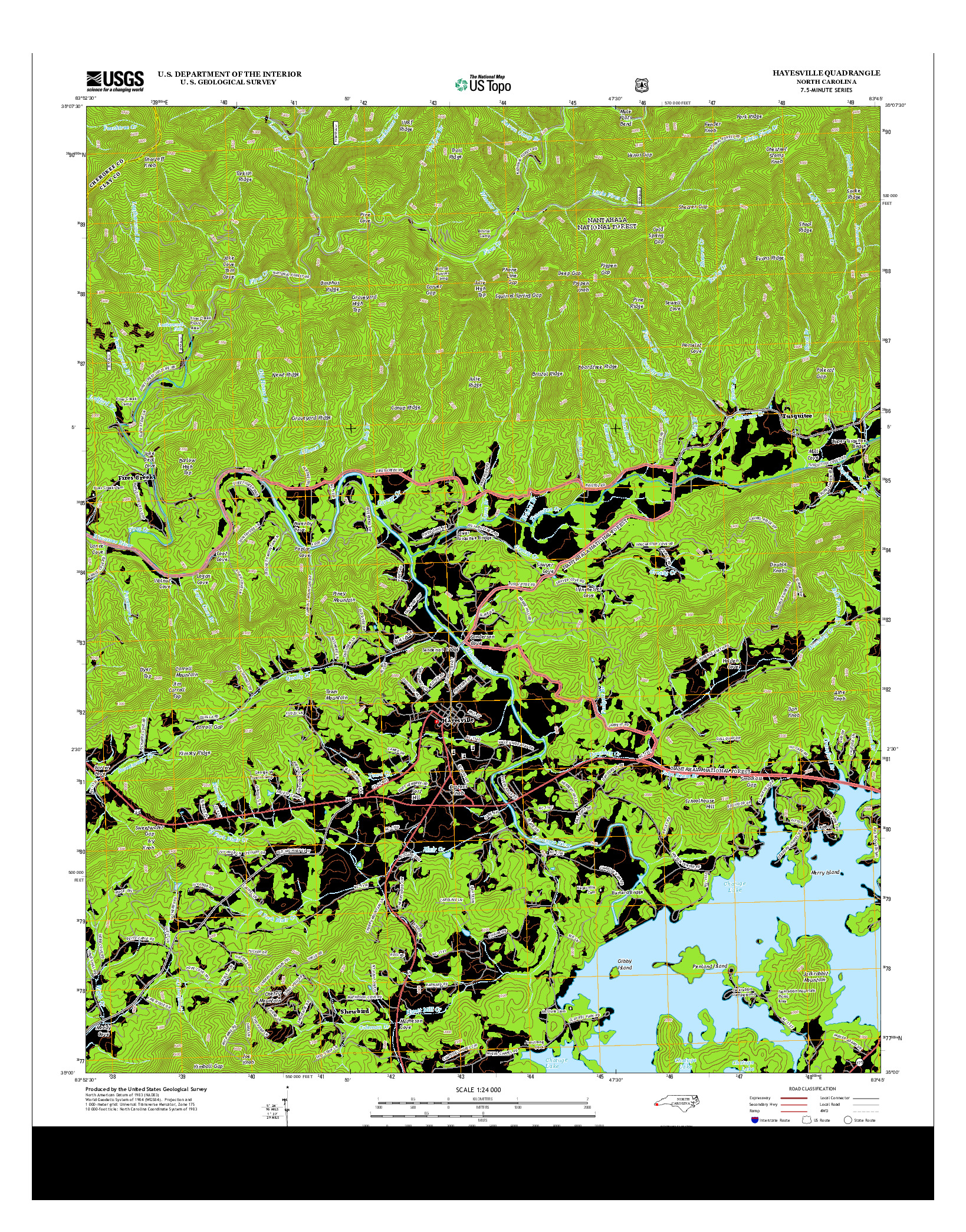 USGS US TOPO 7.5-MINUTE MAP FOR HAYESVILLE, NC 2013