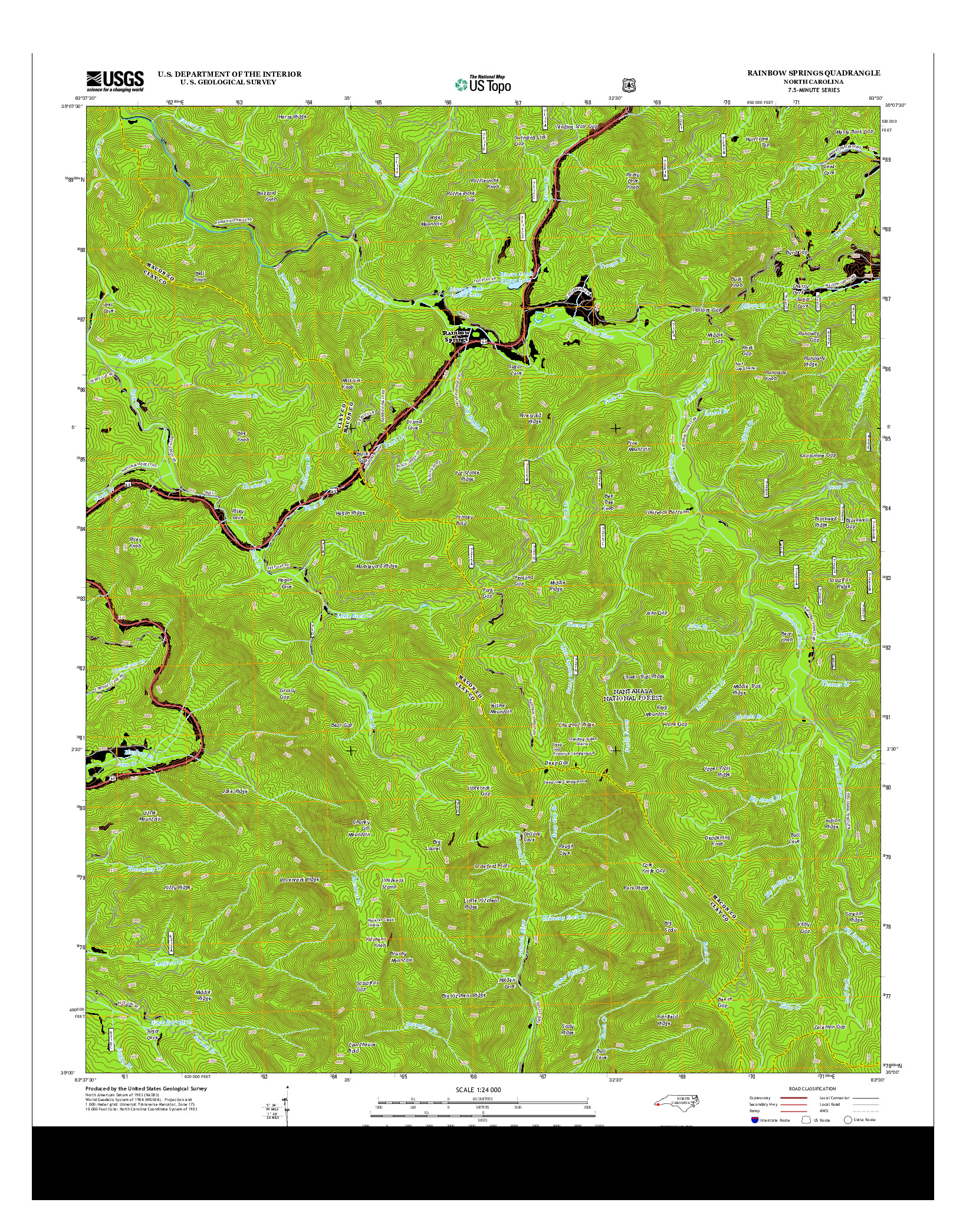 USGS US TOPO 7.5-MINUTE MAP FOR RAINBOW SPRINGS, NC 2013