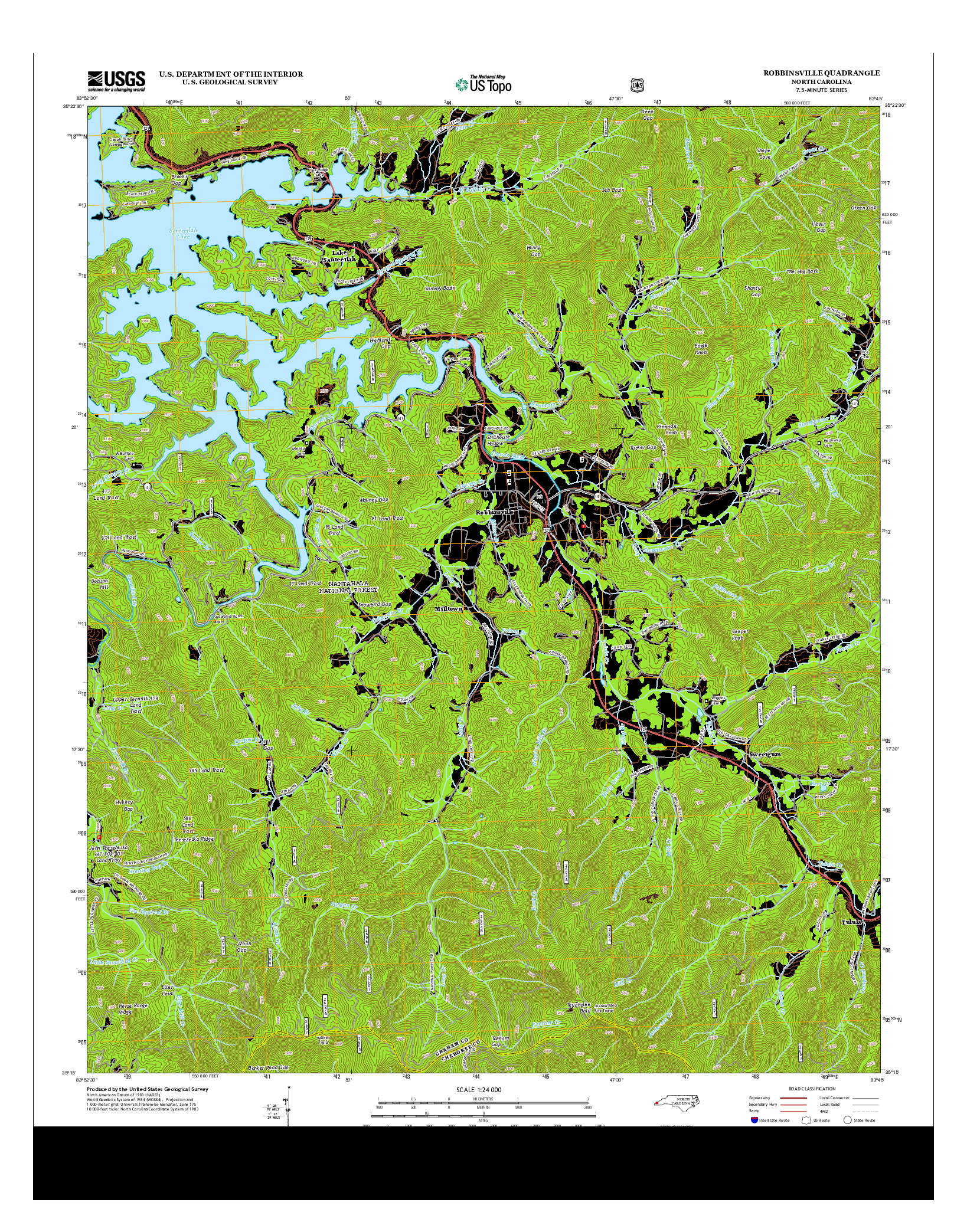 USGS US TOPO 7.5-MINUTE MAP FOR ROBBINSVILLE, NC 2013