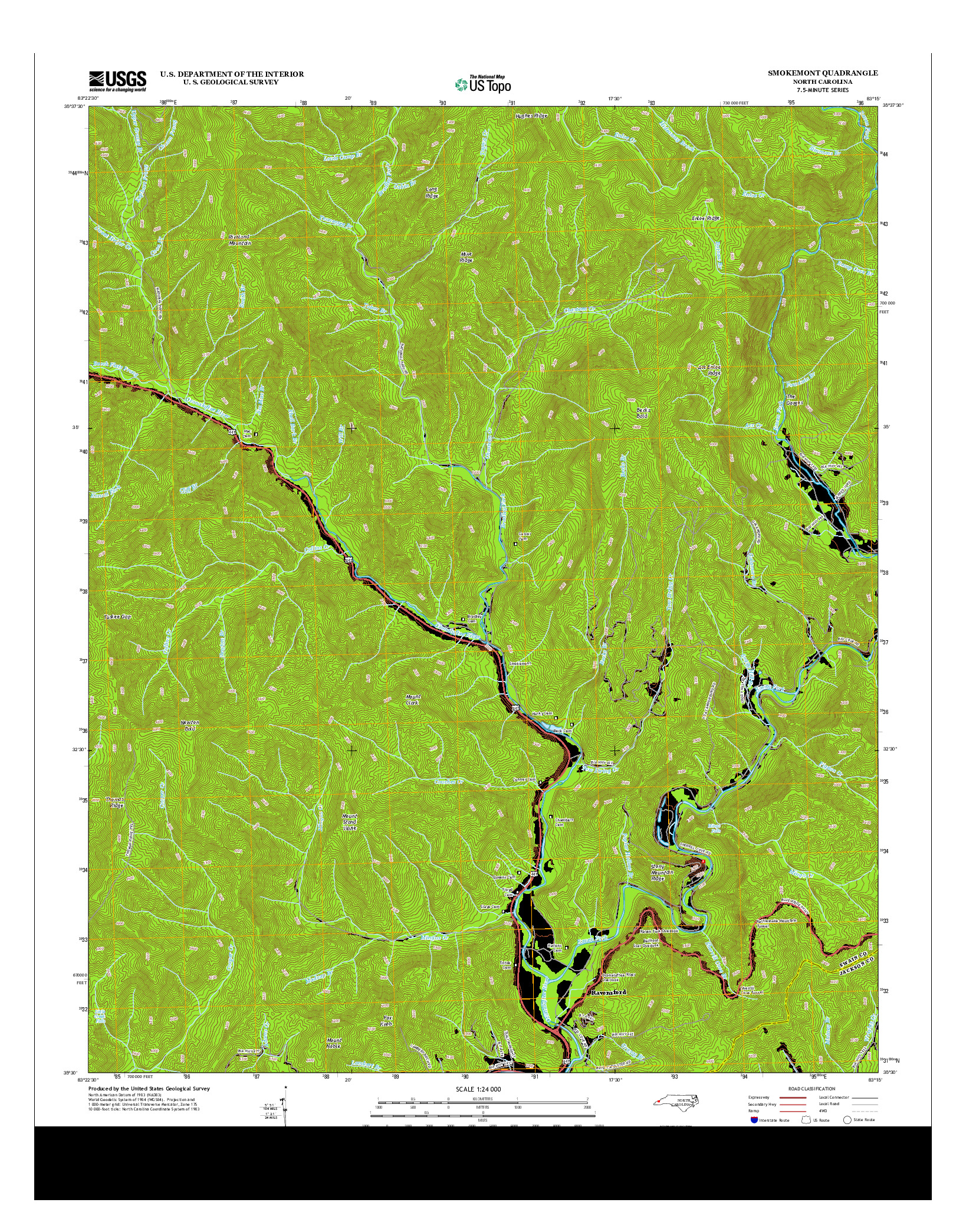 USGS US TOPO 7.5-MINUTE MAP FOR SMOKEMONT, NC 2013