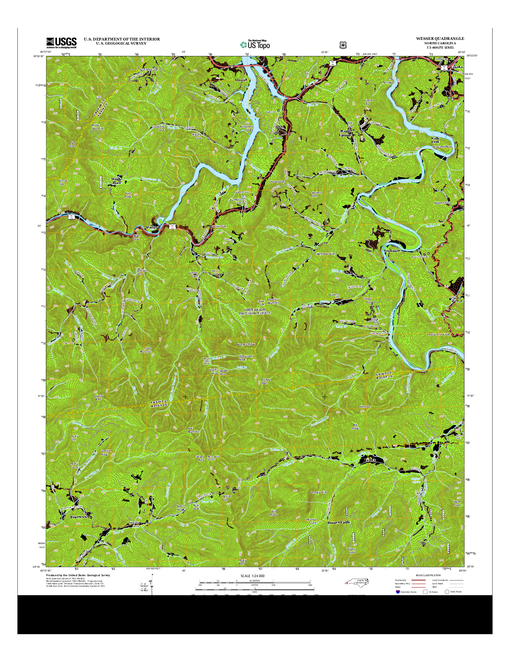 USGS US TOPO 7.5-MINUTE MAP FOR WESSER, NC 2013