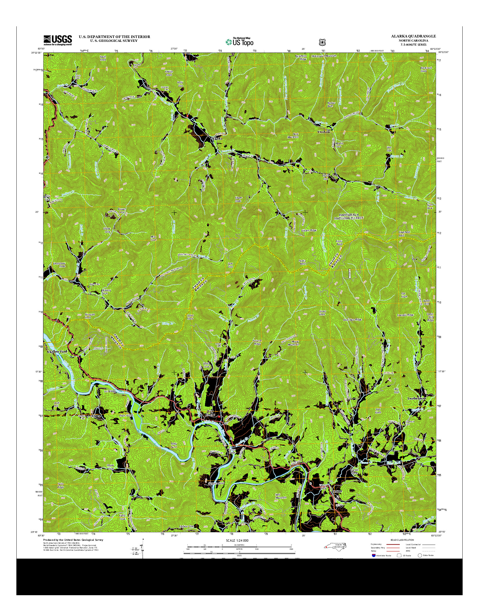 USGS US TOPO 7.5-MINUTE MAP FOR ALARKA, NC 2013