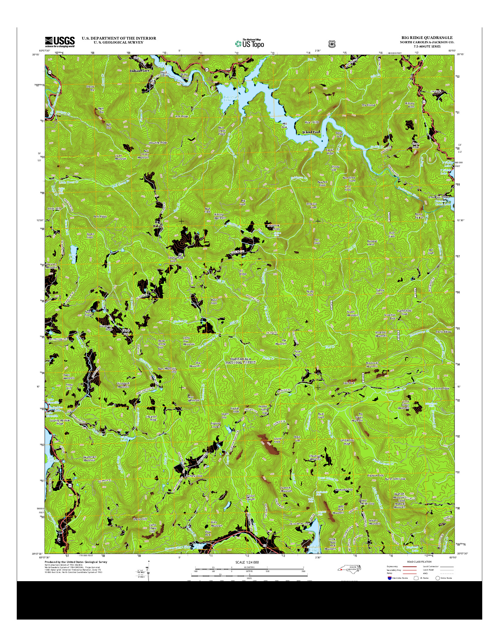 USGS US TOPO 7.5-MINUTE MAP FOR BIG RIDGE, NC 2013