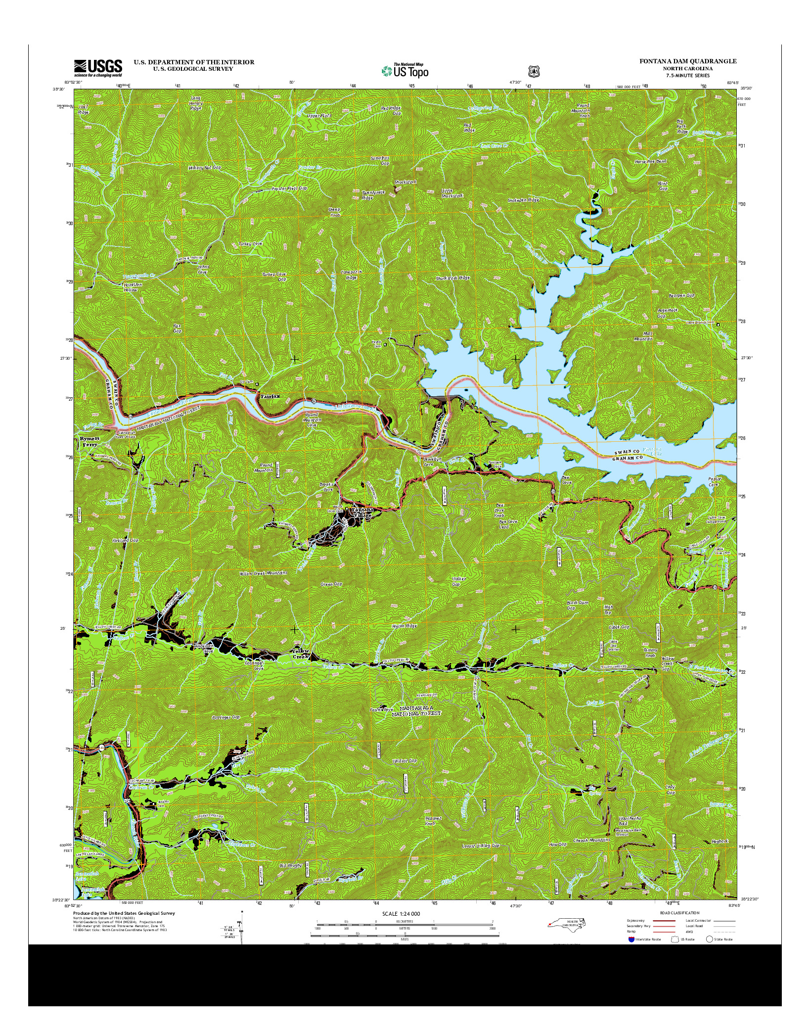 USGS US TOPO 7.5-MINUTE MAP FOR FONTANA DAM, NC 2013