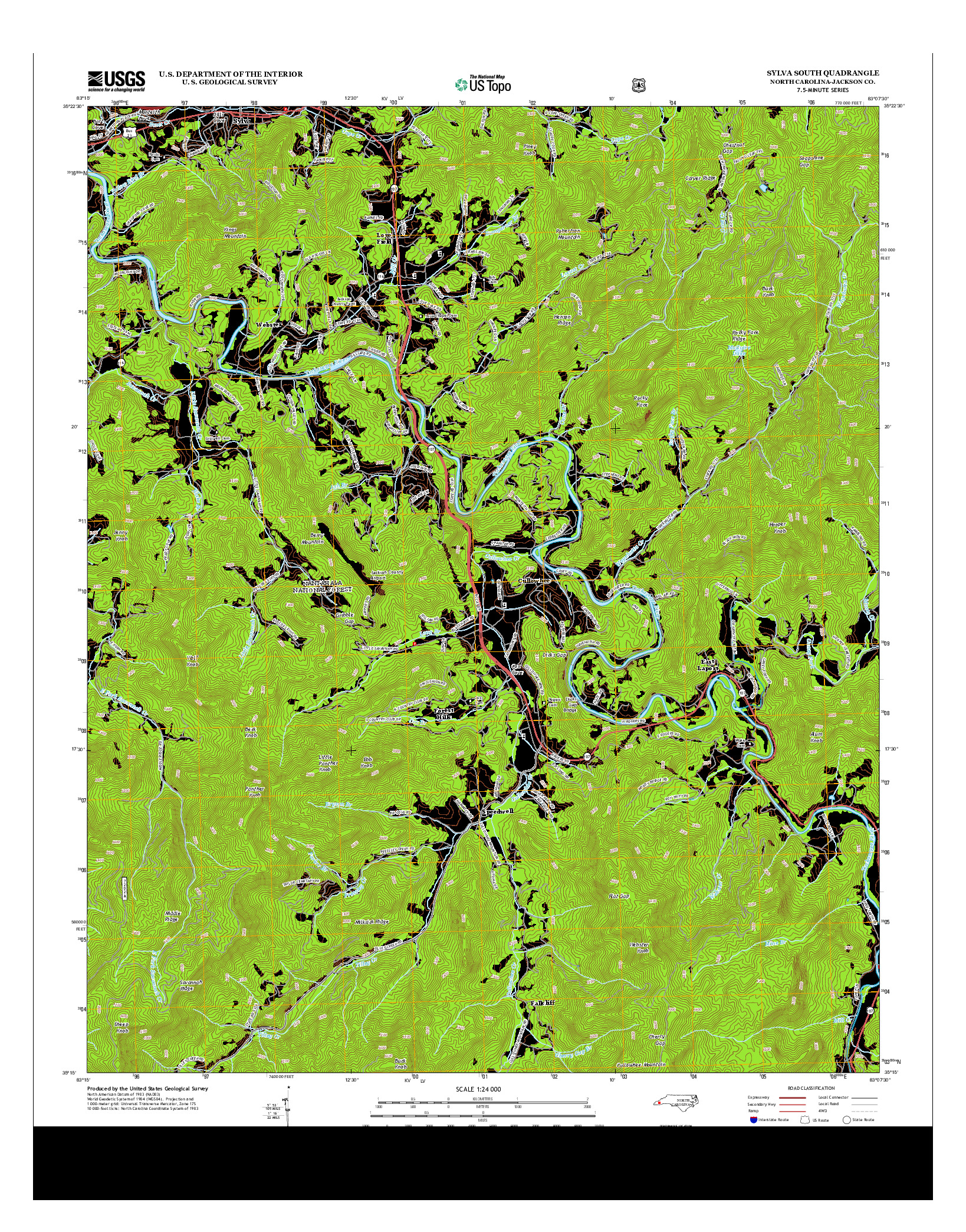 USGS US TOPO 7.5-MINUTE MAP FOR SYLVA SOUTH, NC 2013