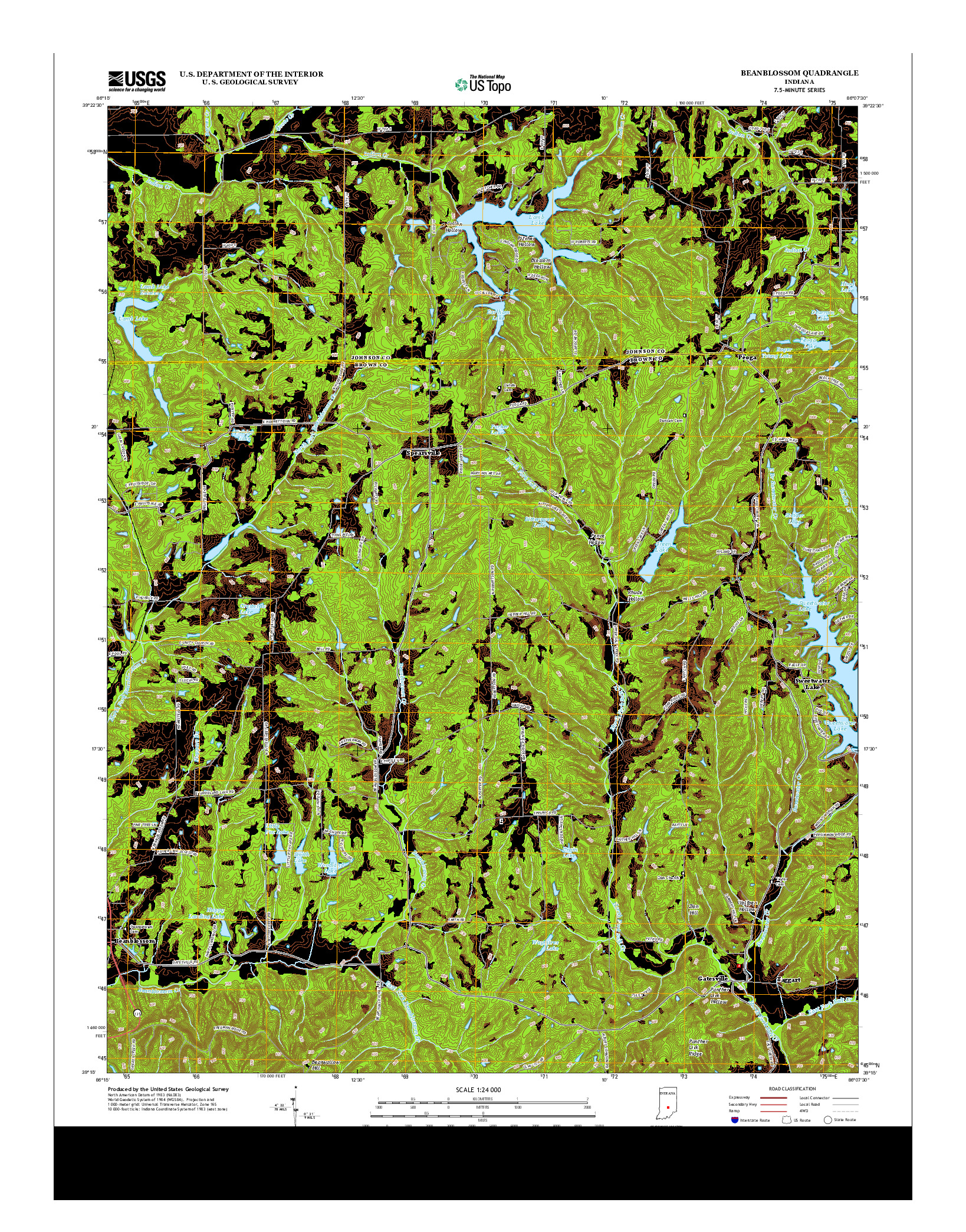 USGS US TOPO 7.5-MINUTE MAP FOR BEANBLOSSOM, IN 2013