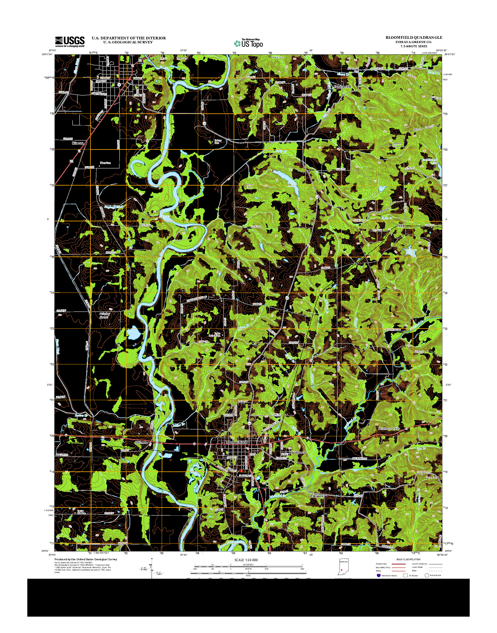 USGS US TOPO 7.5-MINUTE MAP FOR BLOOMFIELD, IN 2013