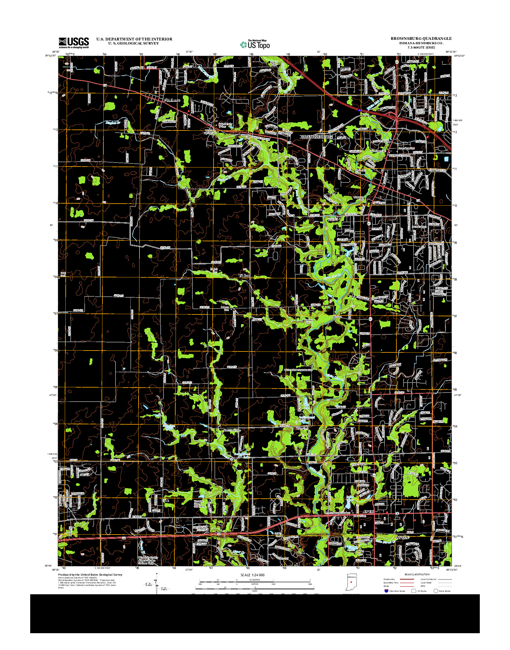 USGS US TOPO 7.5-MINUTE MAP FOR BROWNSBURG, IN 2013