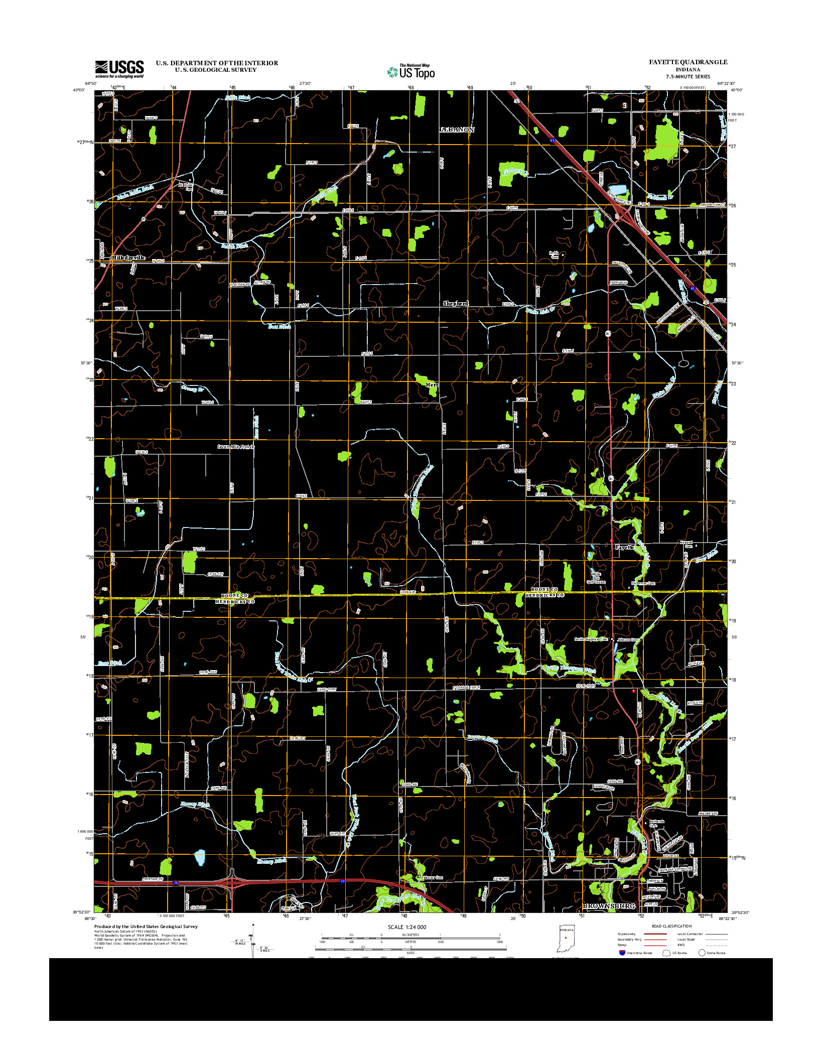 USGS US TOPO 7.5-MINUTE MAP FOR FAYETTE, IN 2013