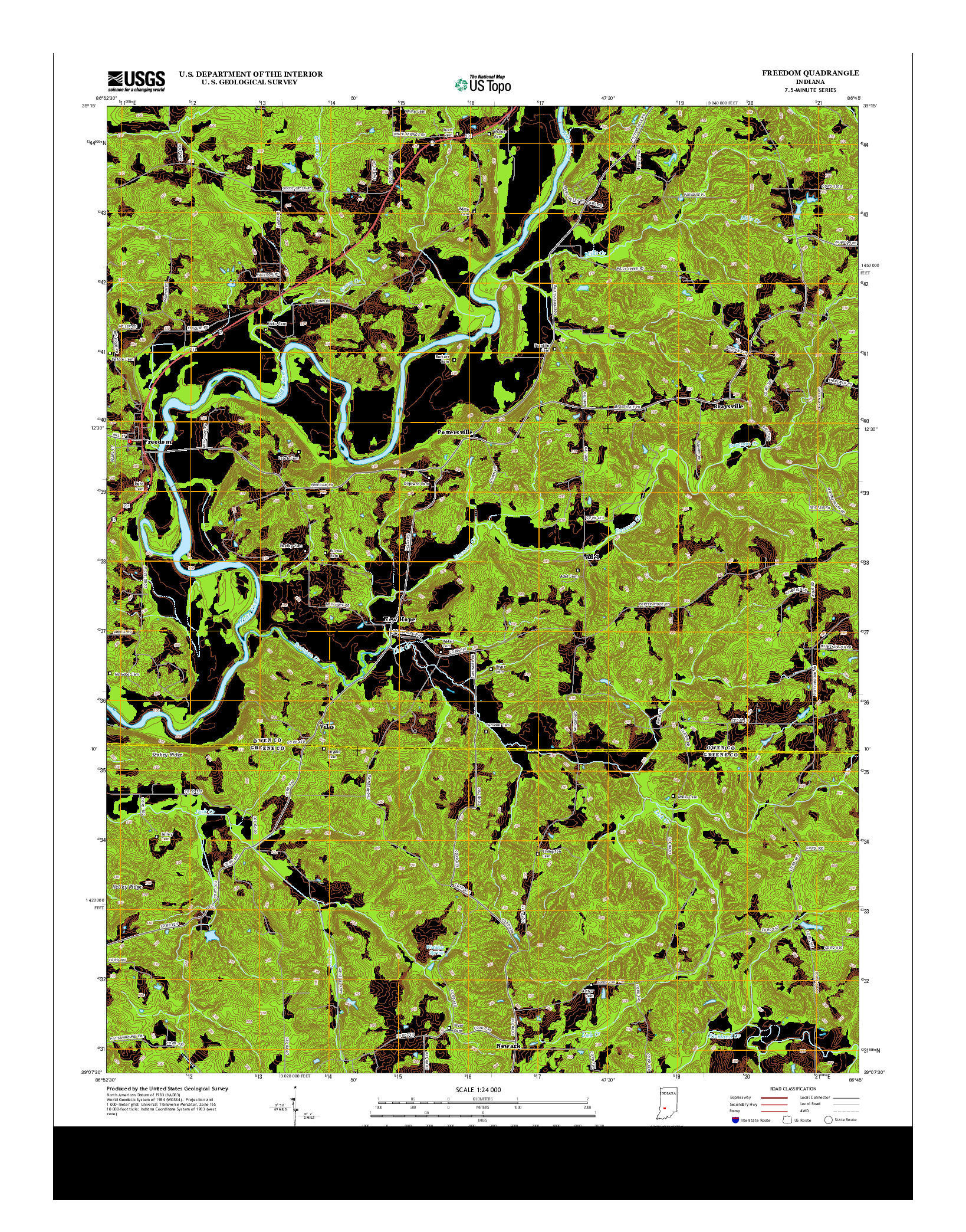 USGS US TOPO 7.5-MINUTE MAP FOR FREEDOM, IN 2013