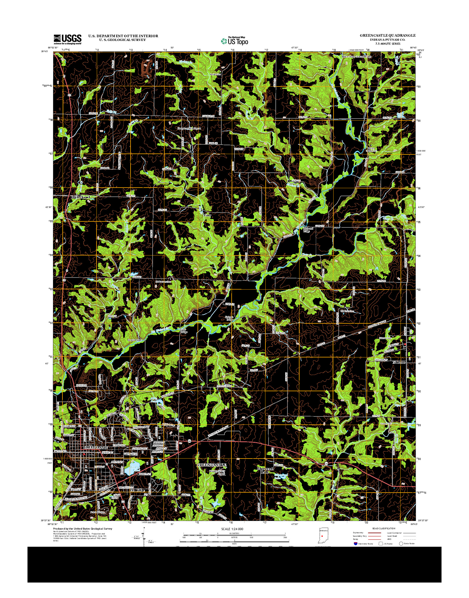 USGS US TOPO 7.5-MINUTE MAP FOR GREENCASTLE, IN 2013