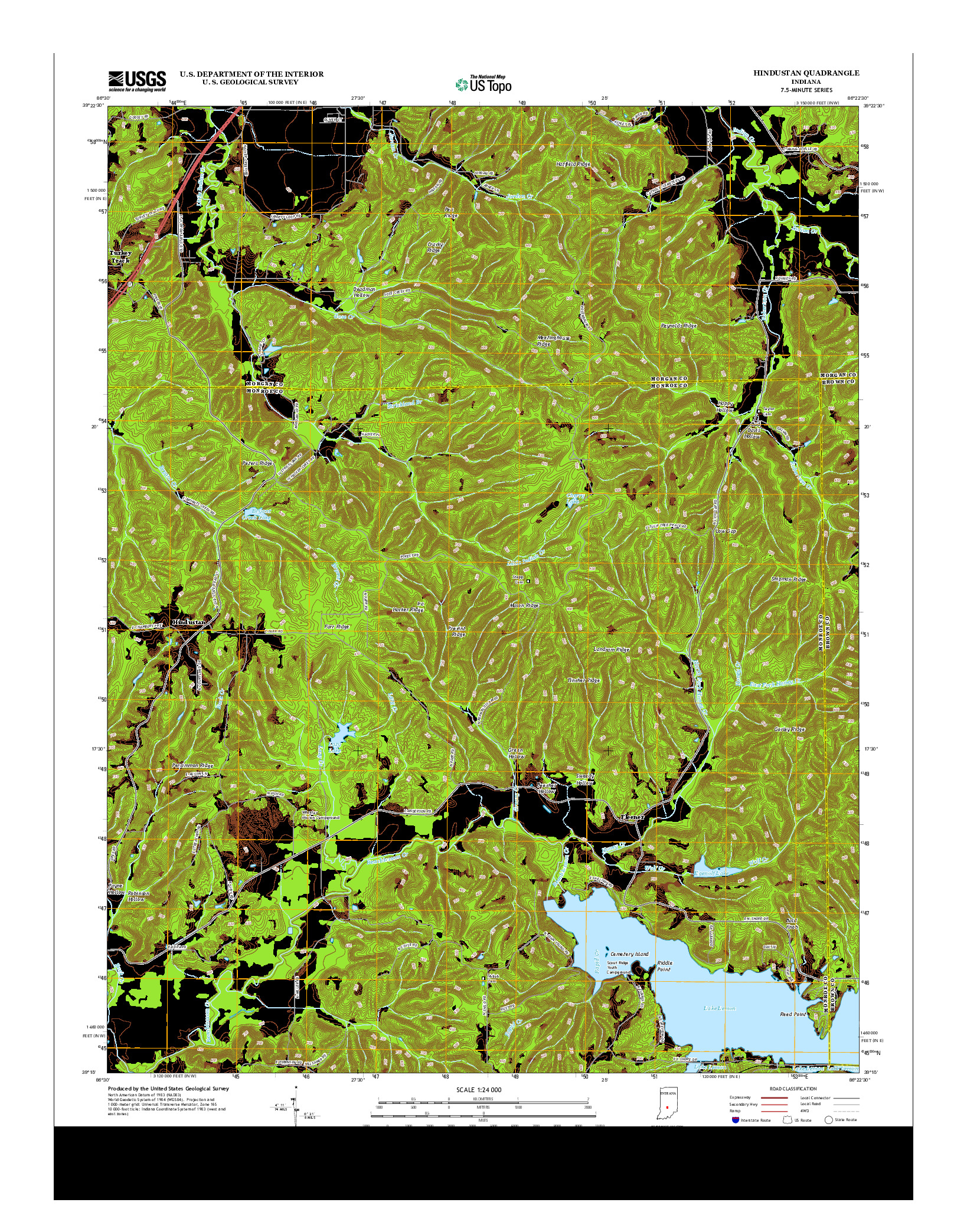 USGS US TOPO 7.5-MINUTE MAP FOR HINDUSTAN, IN 2013