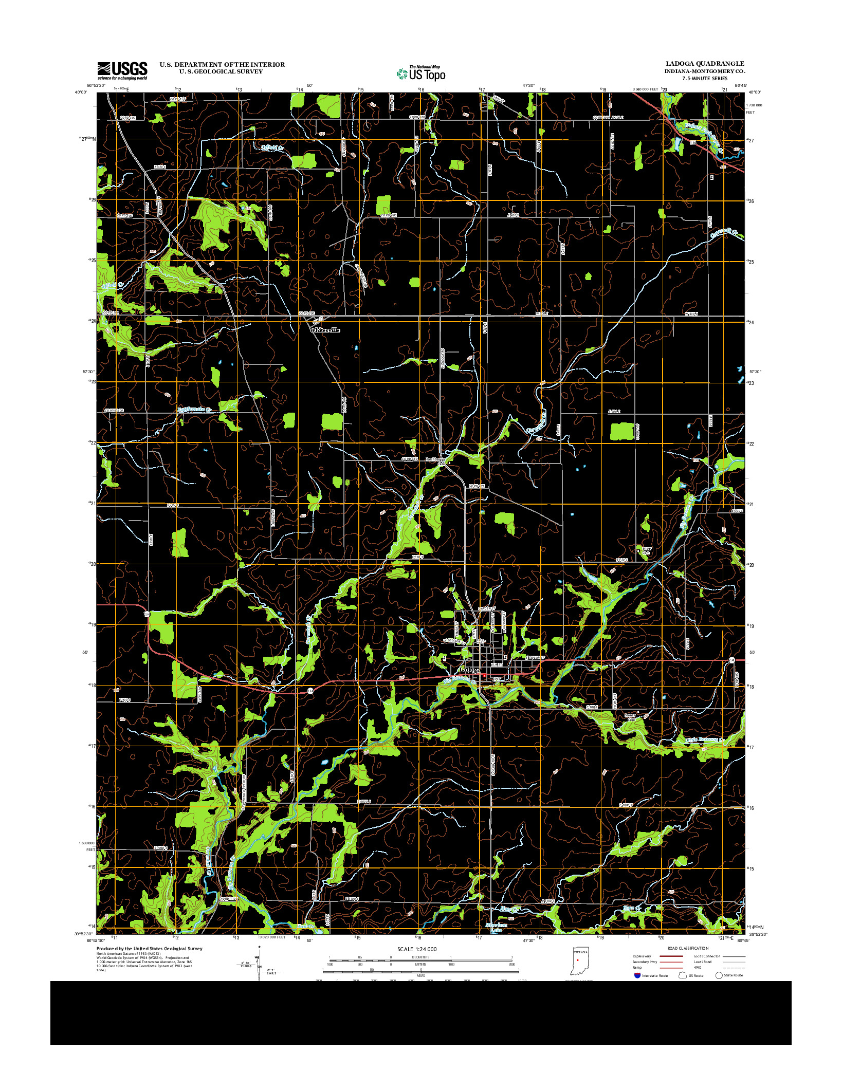 USGS US TOPO 7.5-MINUTE MAP FOR LADOGA, IN 2013