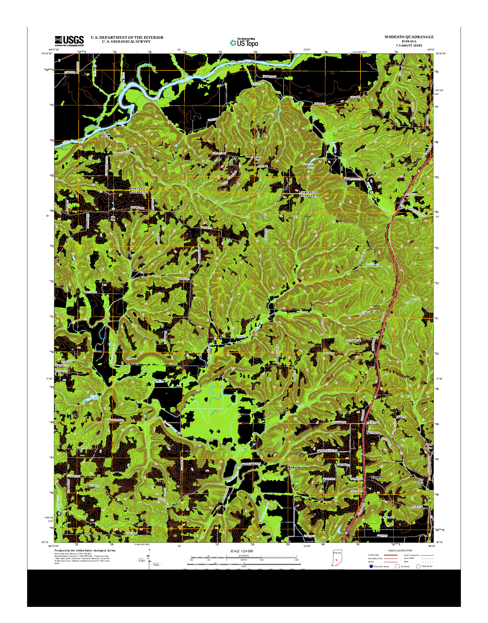 USGS US TOPO 7.5-MINUTE MAP FOR MODESTO, IN 2013