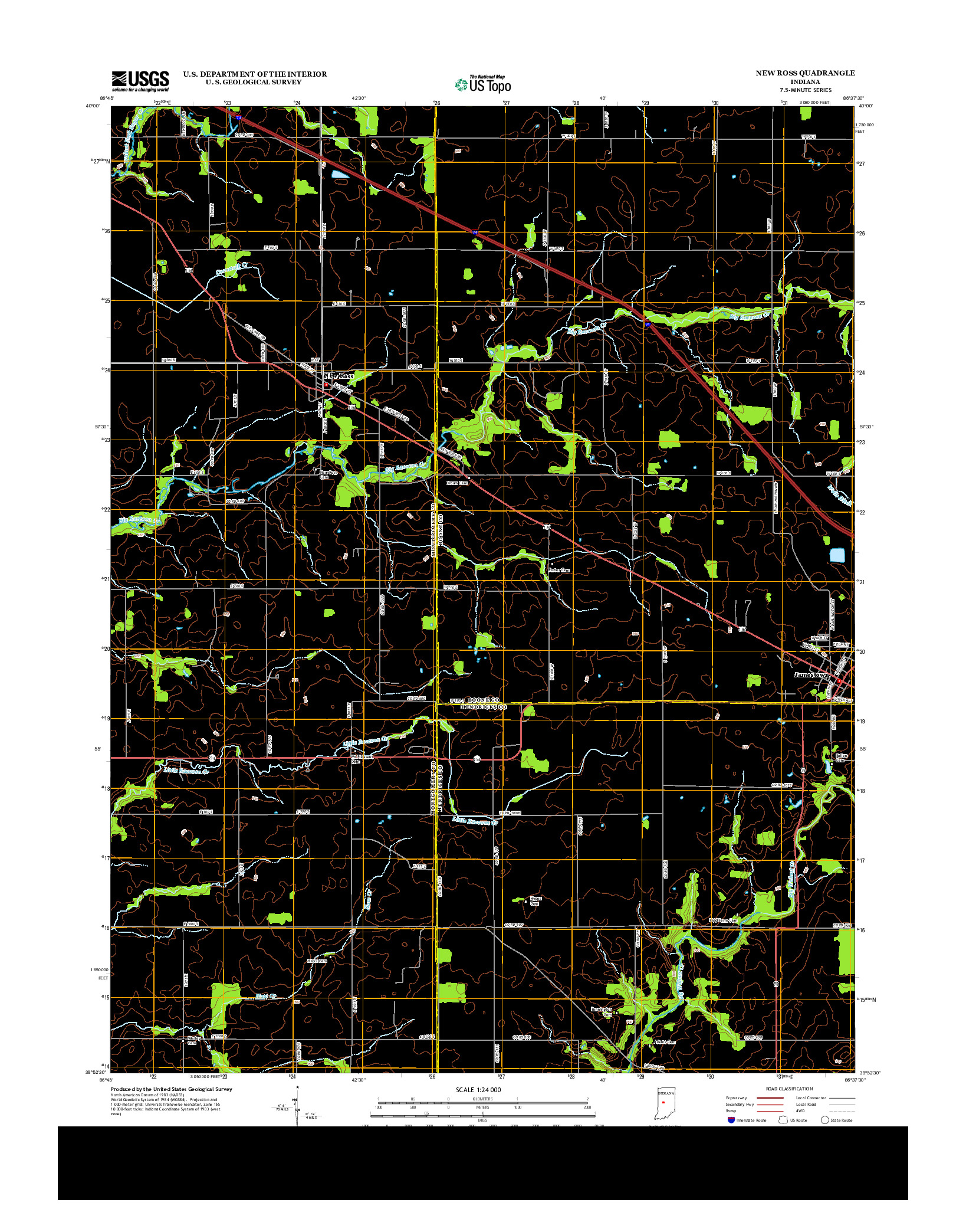 USGS US TOPO 7.5-MINUTE MAP FOR NEW ROSS, IN 2013