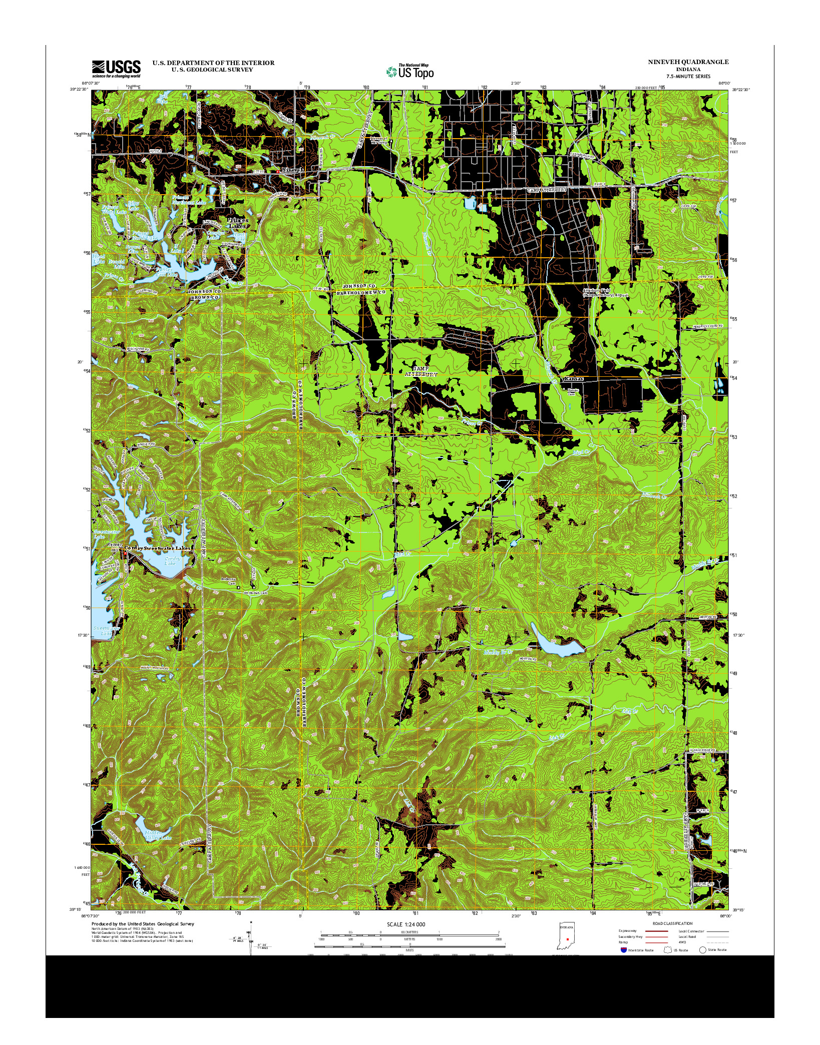 USGS US TOPO 7.5-MINUTE MAP FOR NINEVEH, IN 2013