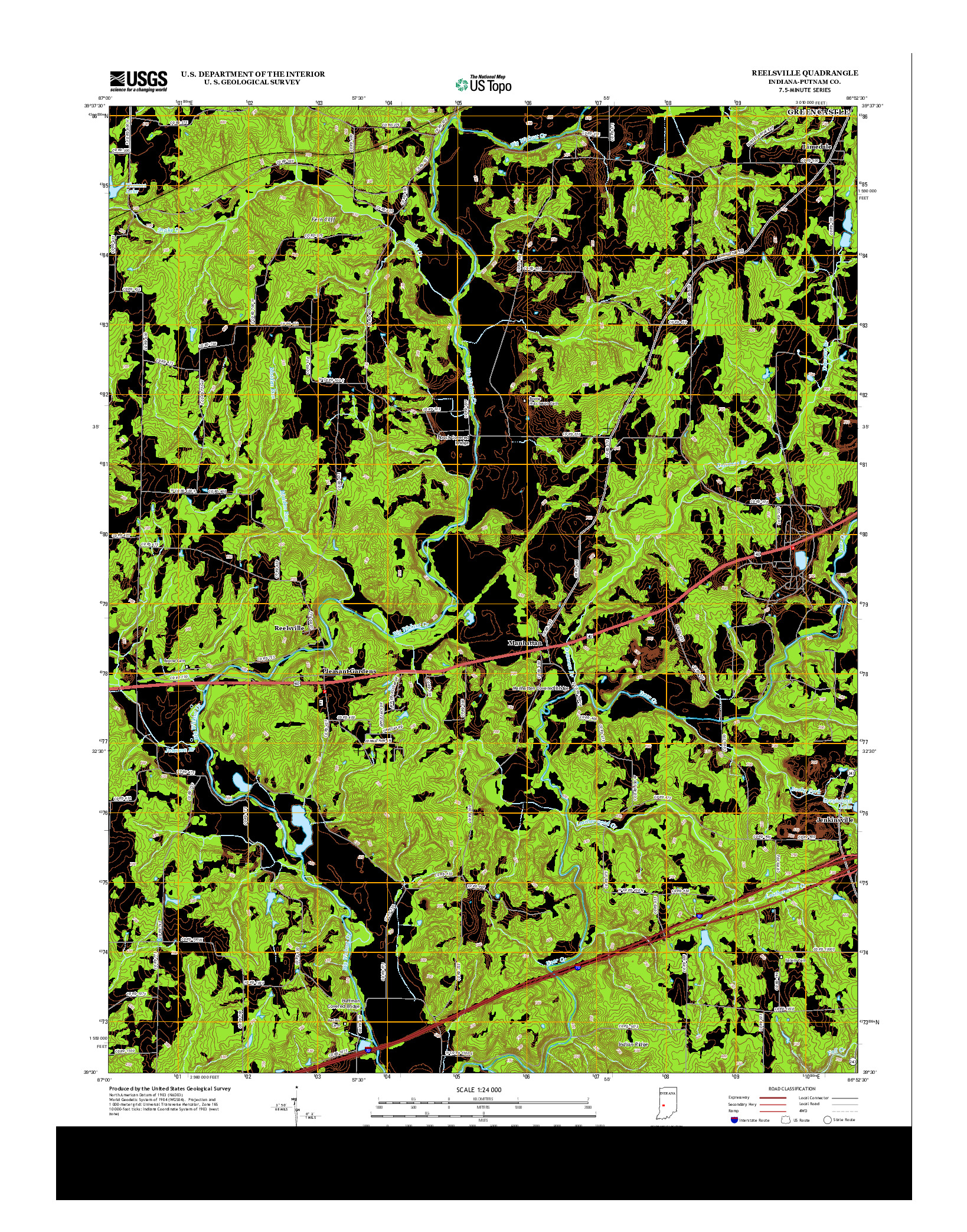 USGS US TOPO 7.5-MINUTE MAP FOR REELSVILLE, IN 2013