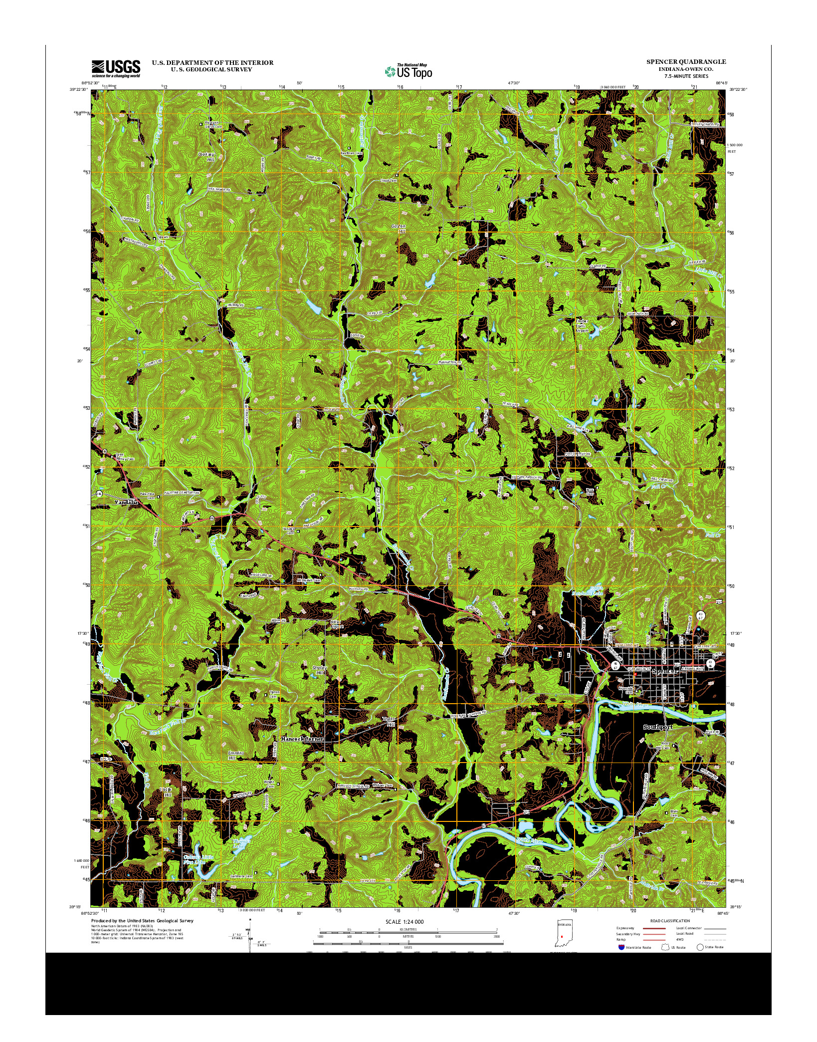 USGS US TOPO 7.5-MINUTE MAP FOR SPENCER, IN 2013